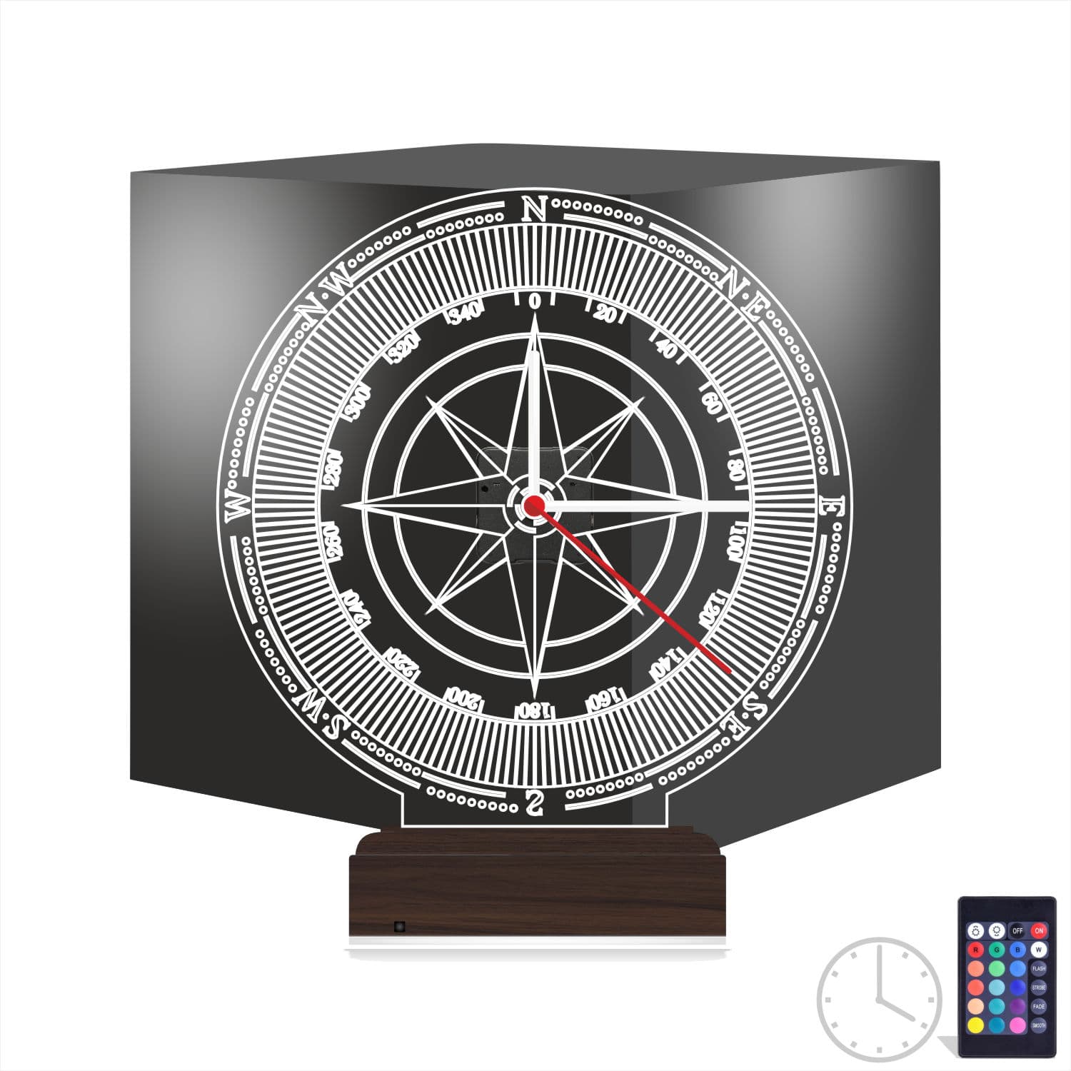 Компас — 3D LED Ночник с часами | Подарок мужчине 1