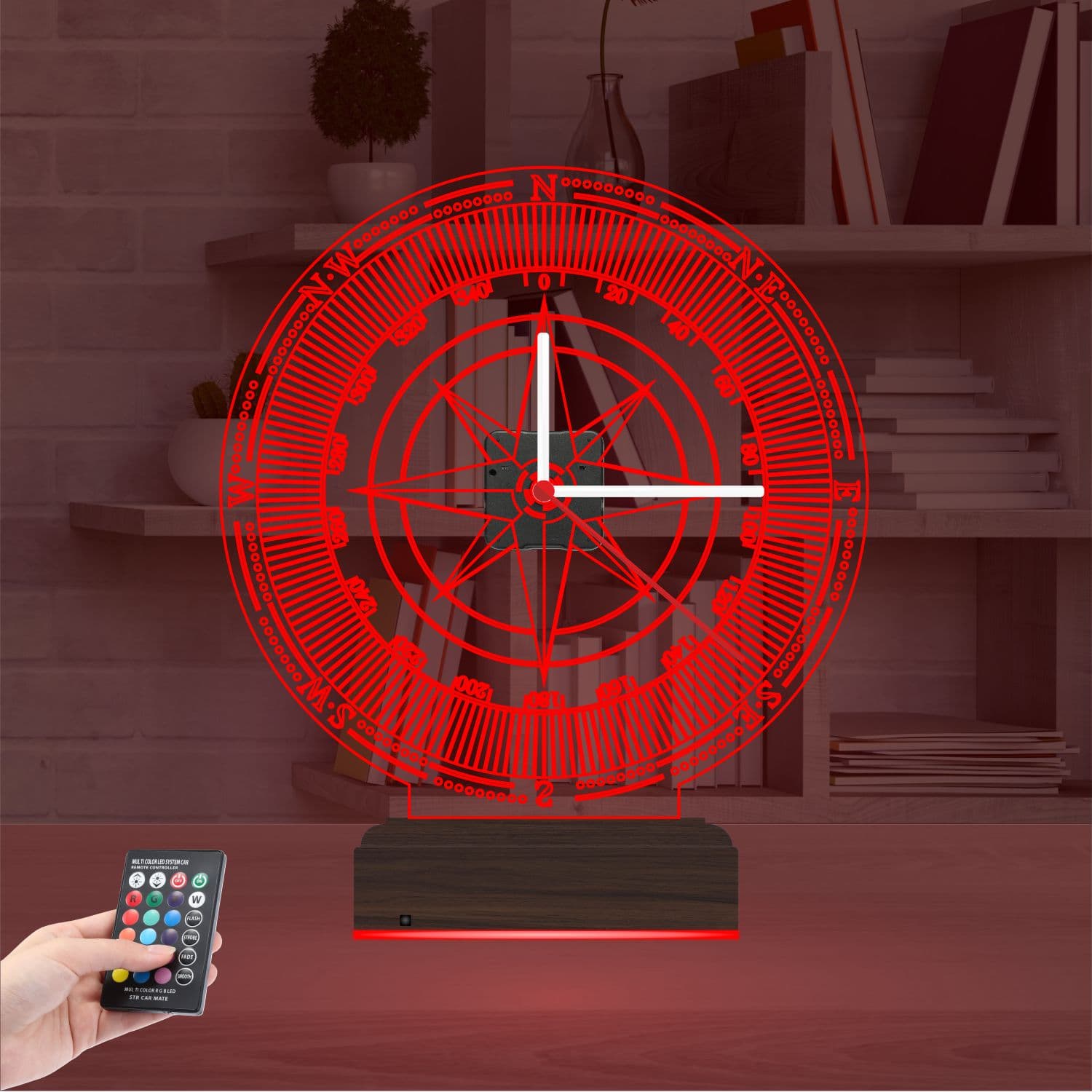 Компас — 3D LED Ночник с часами | Подарок мужчине 5