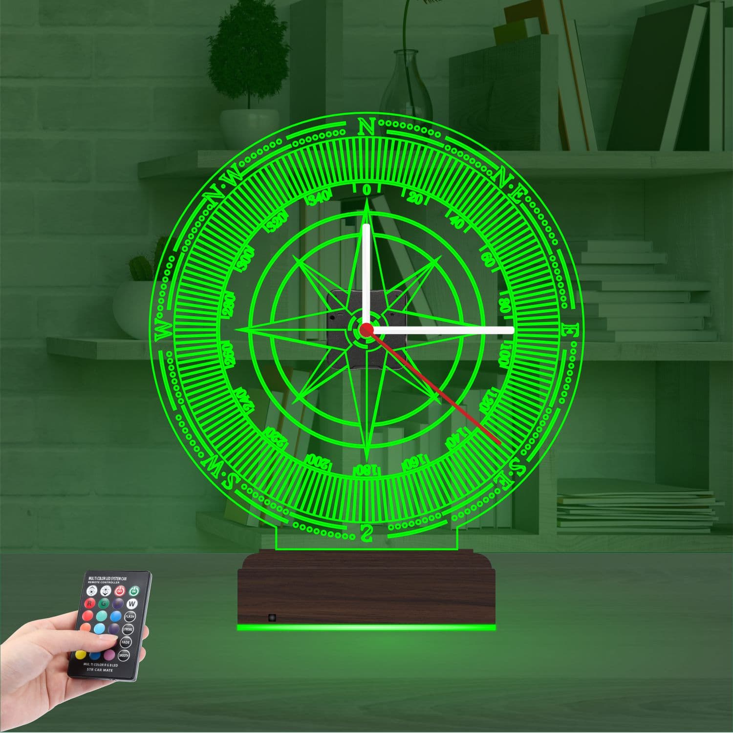 Компас — 3D LED Ночник с часами | Подарок мужчине 6