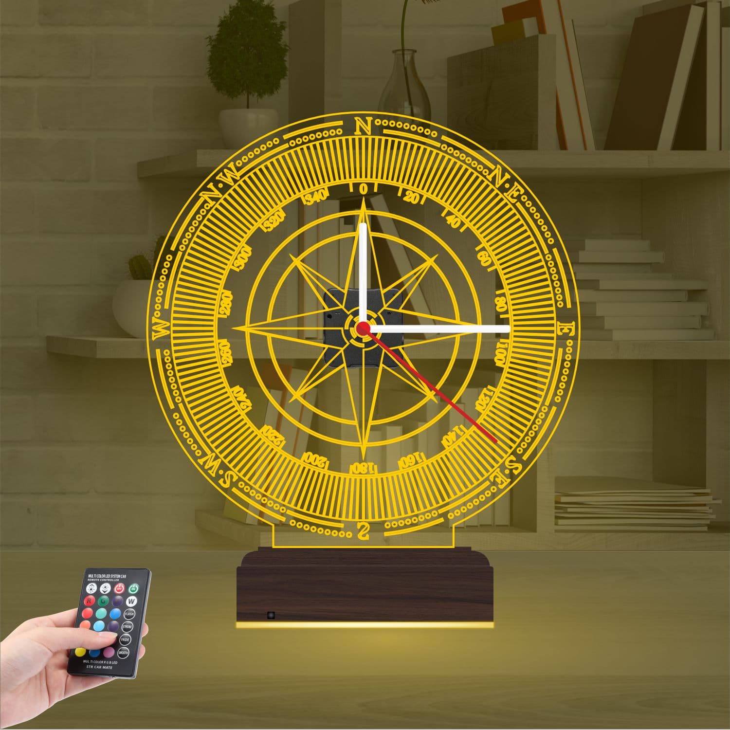 Компас — 3D LED Ночник с часами | Подарок мужчине 8