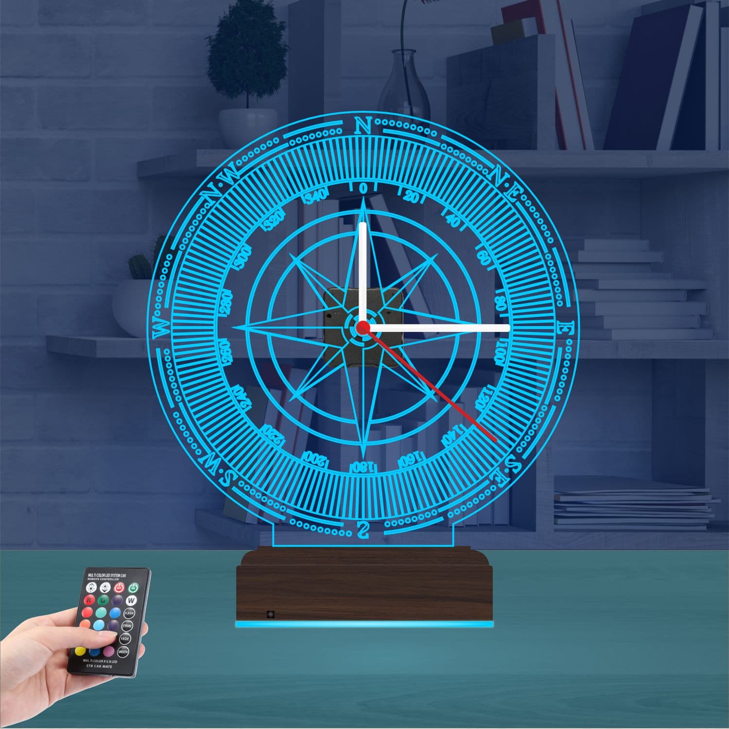 Компас — 3D LED Ночник с часами | Подарок мужчине 9