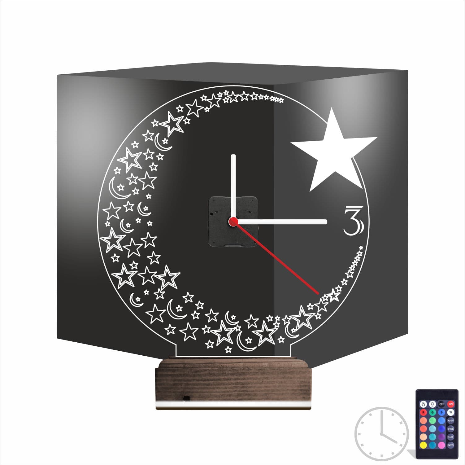 Луна и Звезда — 3D LED Ночник с часами | Подарок для дома 1