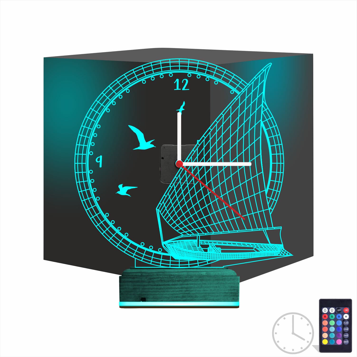 Парусник с часами — 3D LED Ночник | Подарок путешественнику 1