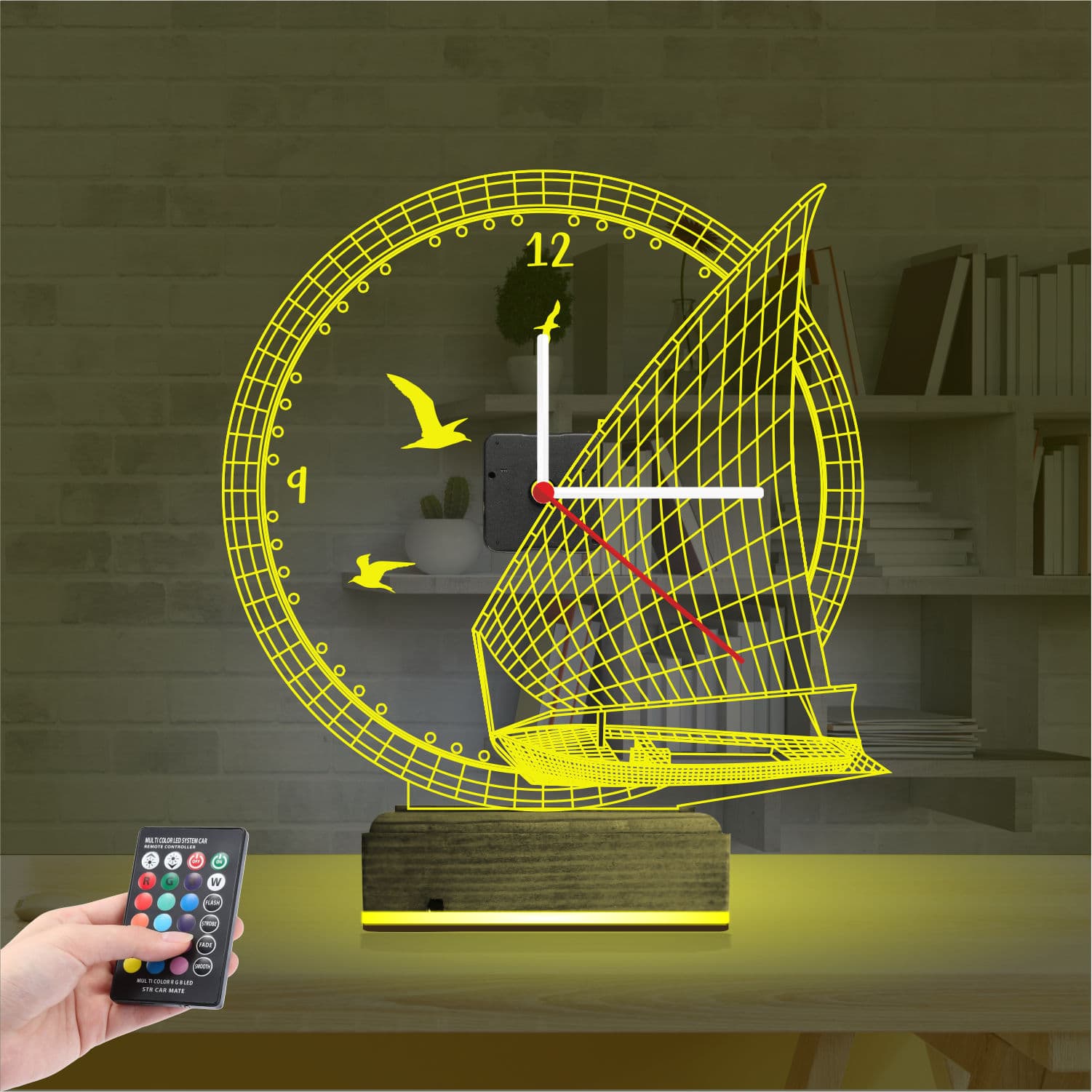 Парусник с часами — 3D LED Ночник | Подарок путешественнику 5