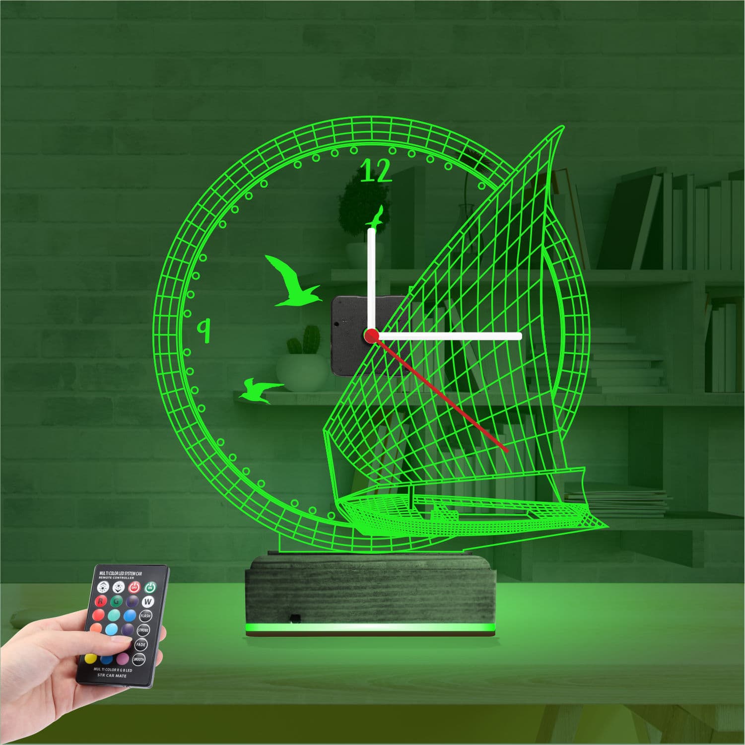 Парусник с часами — 3D LED Ночник | Подарок путешественнику 6