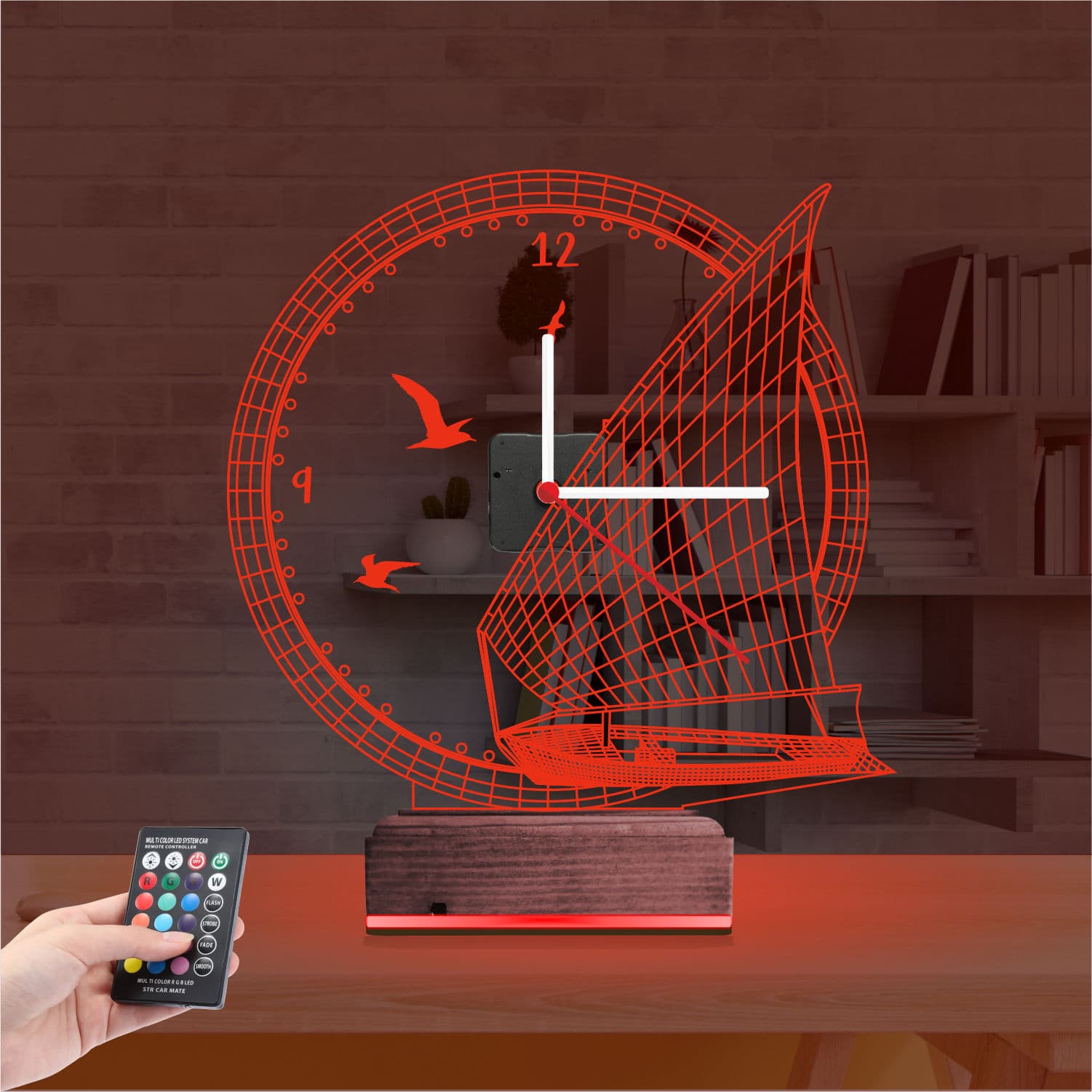 Парусник с часами — 3D LED Ночник | Подарок путешественнику 7