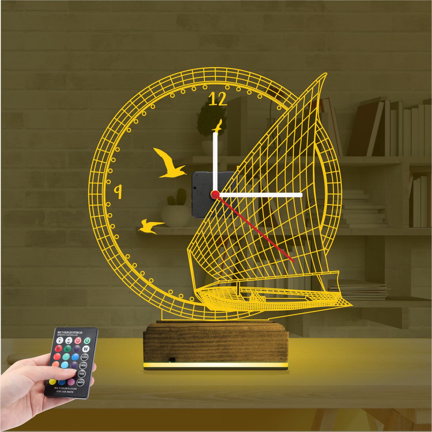 Парусник с часами — 3D LED Ночник | Подарок путешественнику 8