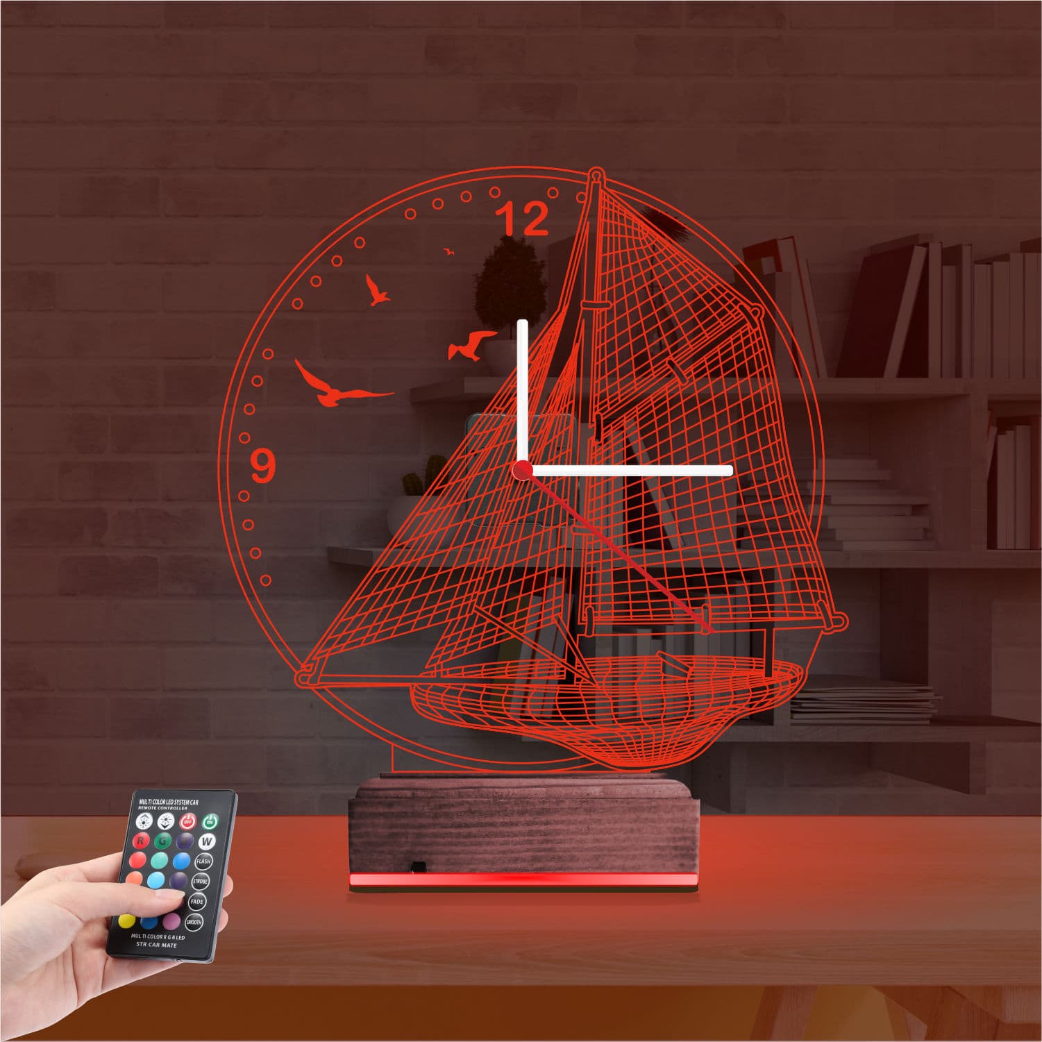 Парусник с часами — 3D LED Ночник | Подарок для него 7