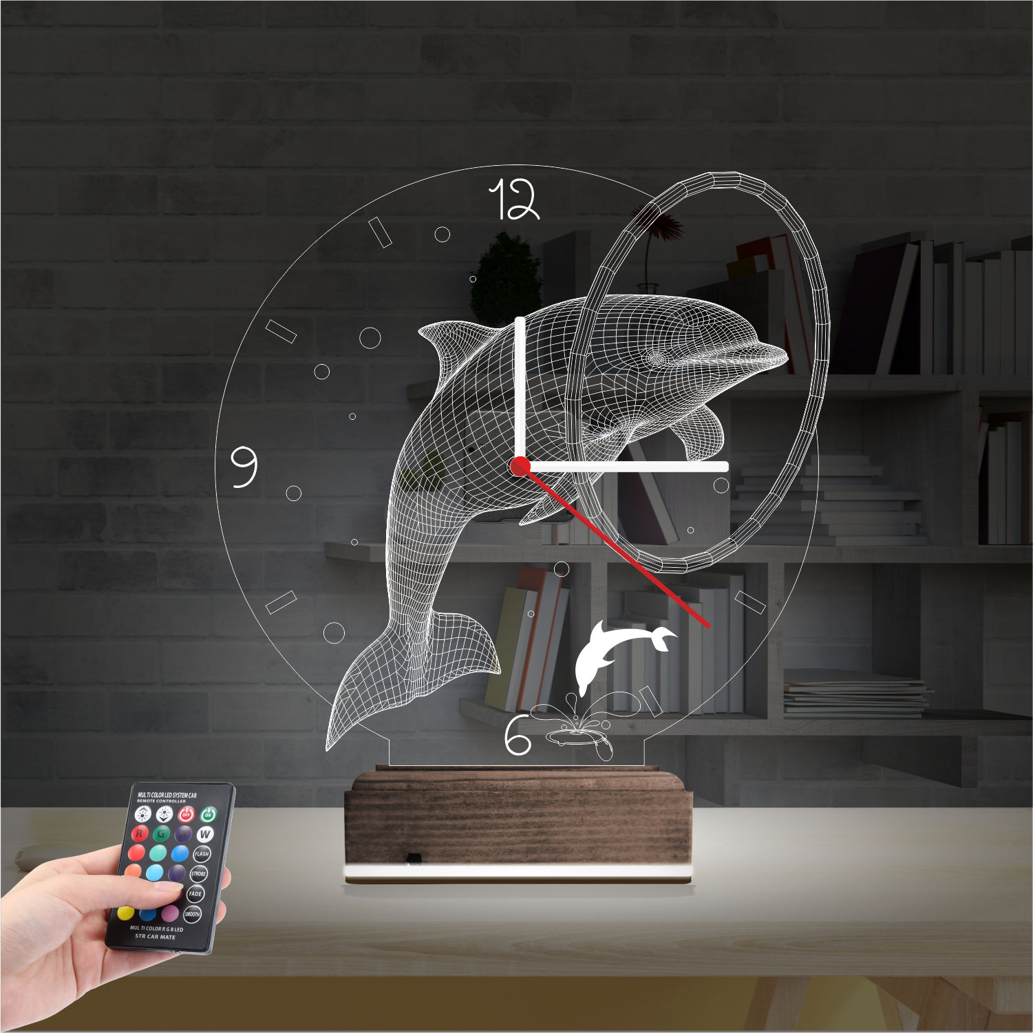 Дельфин — 3D LED Ночник Часы | Подарок для детей 2