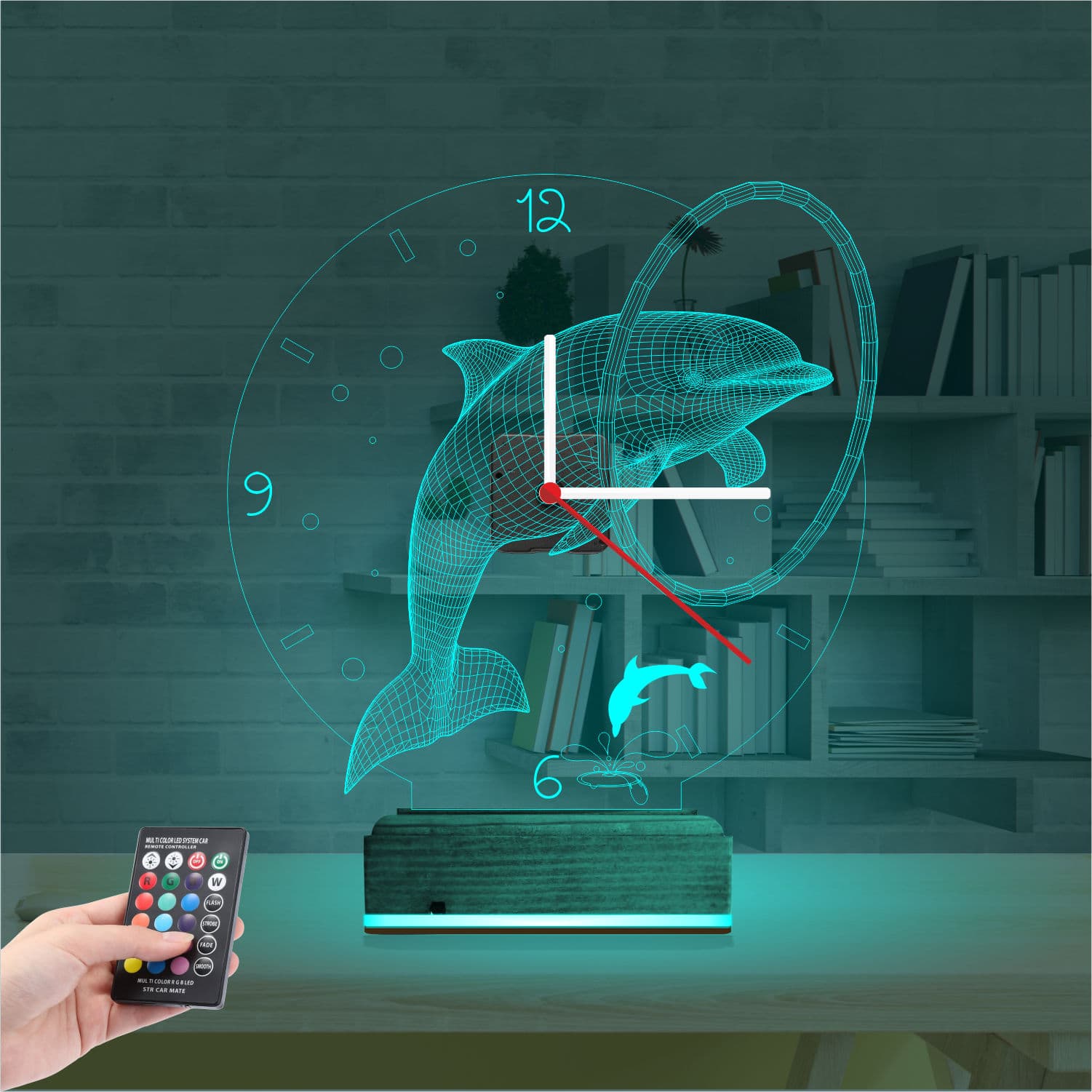 Дельфин — 3D LED Ночник Часы | Подарок для детей 3