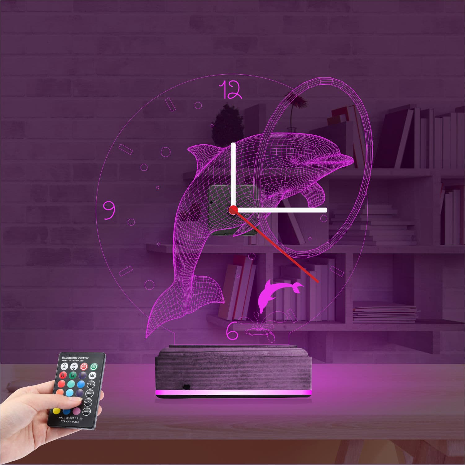 Дельфин — 3D LED Ночник Часы | Подарок для детей 4