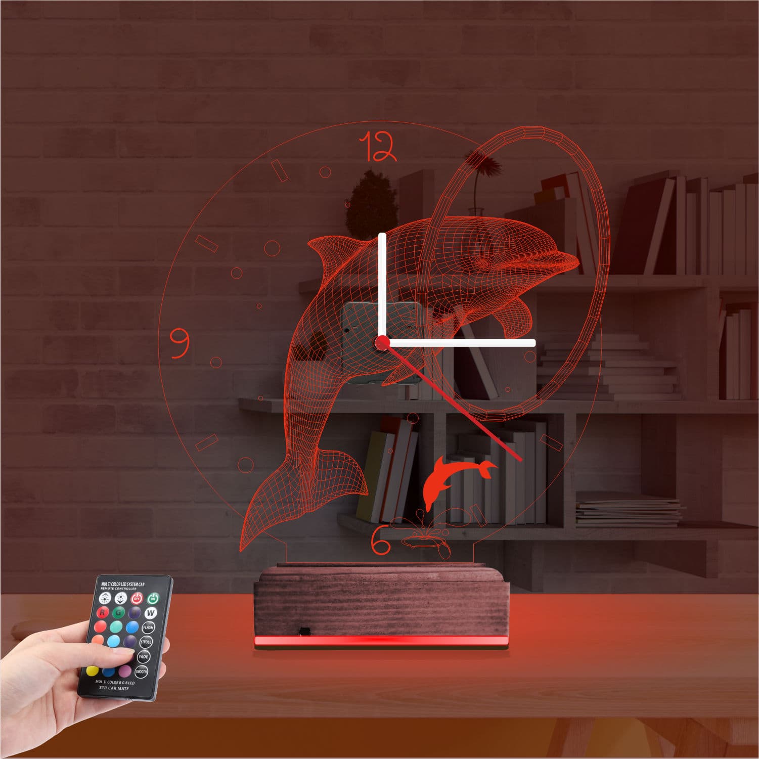 Дельфин — 3D LED Ночник Часы | Подарок для детей 7