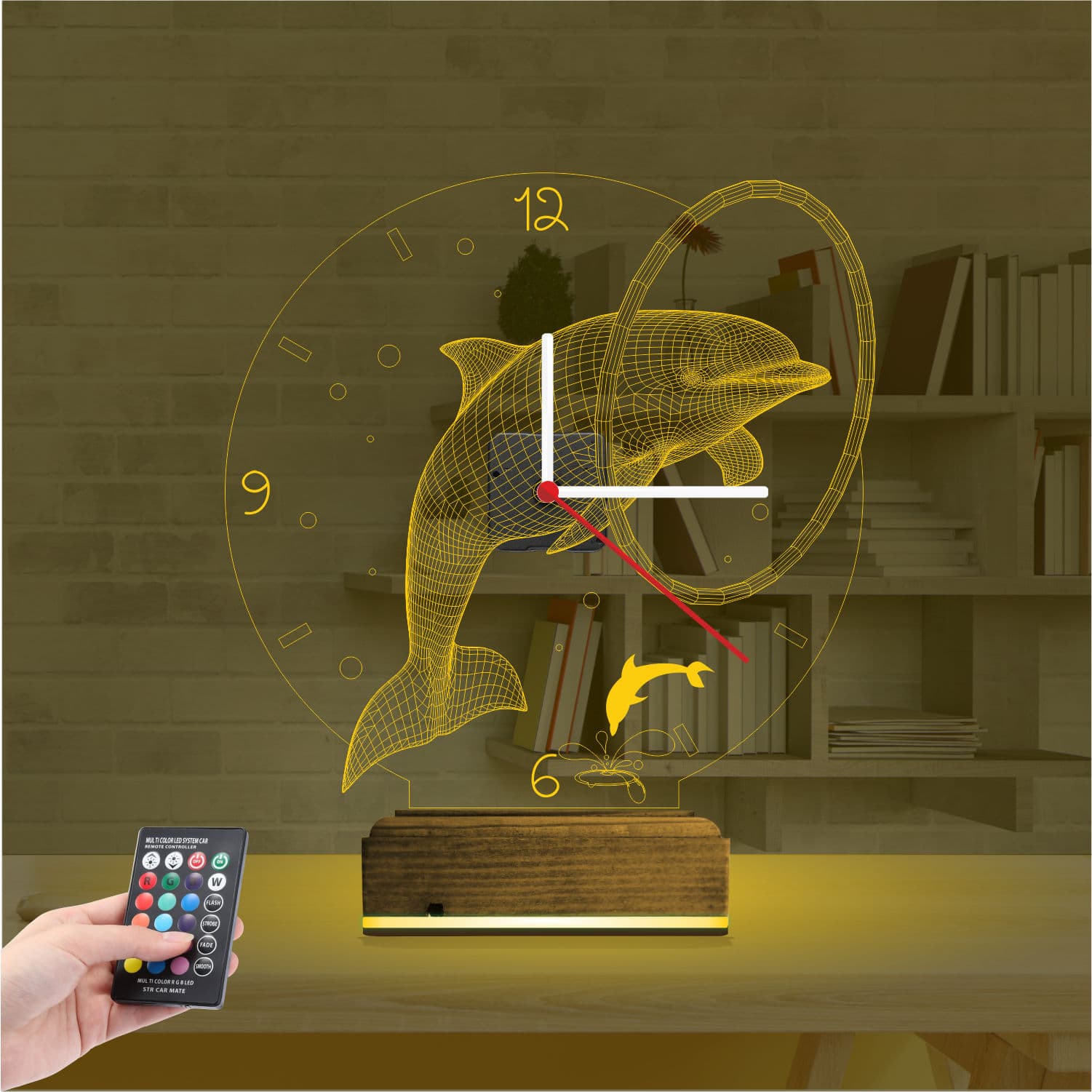 Дельфин — 3D LED Ночник Часы | Подарок для детей 8