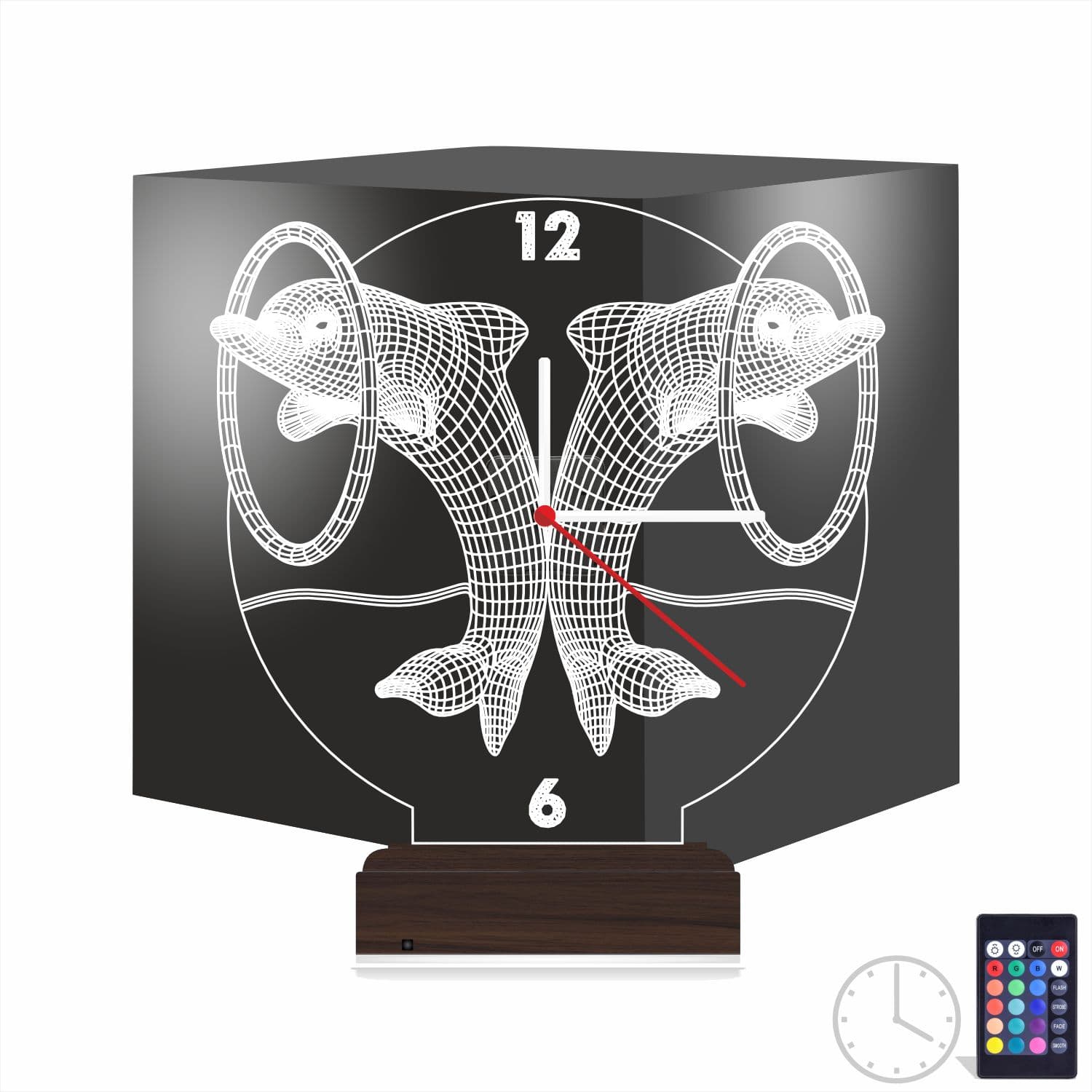 Дельфины с часами — 3D LED Ночник | Подарок детям 1