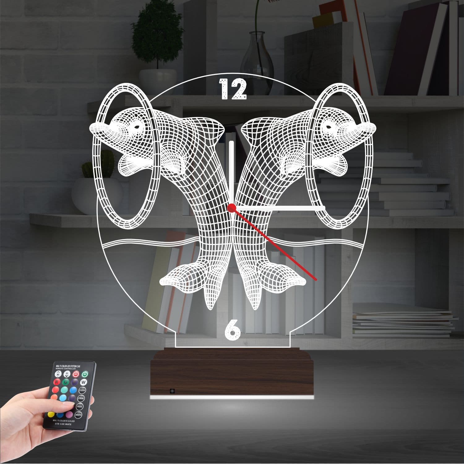 Дельфины с часами — 3D LED Ночник | Подарок детям 2