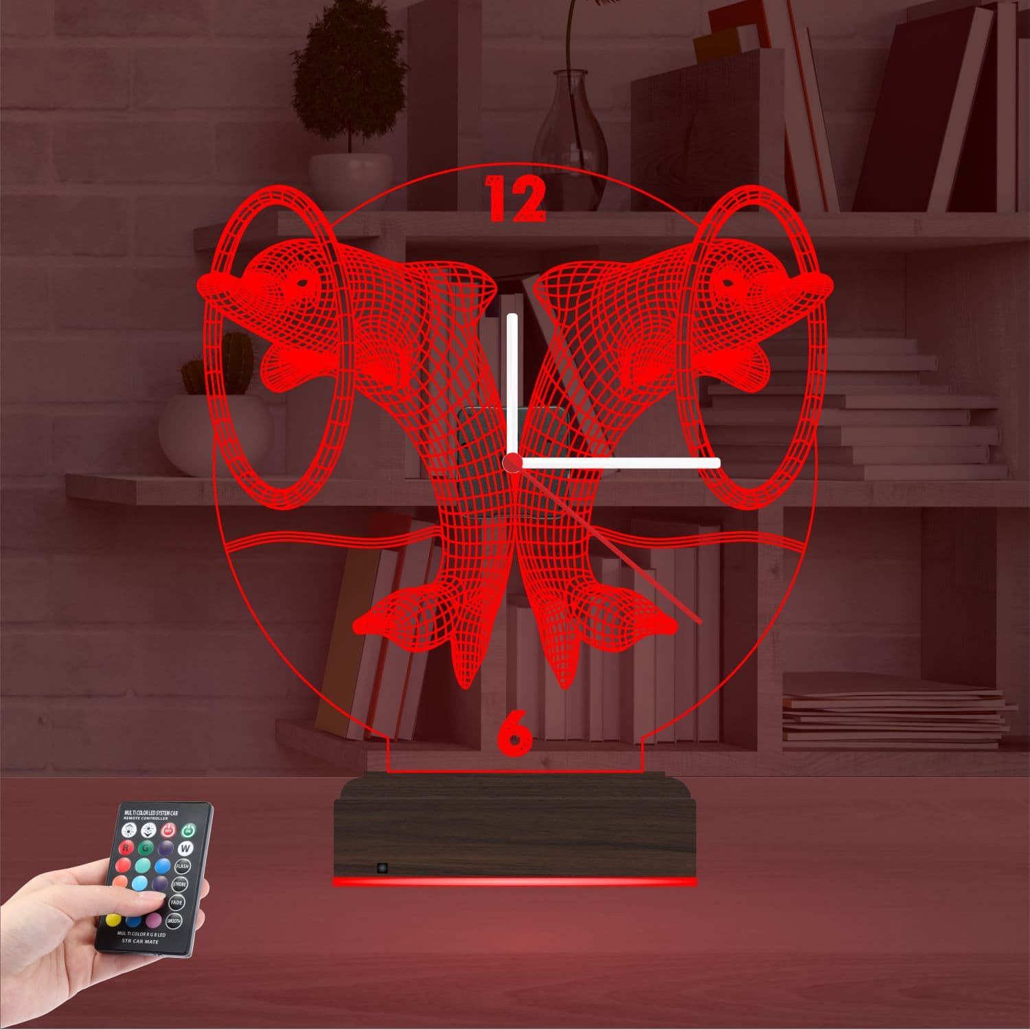 Дельфины с часами — 3D LED Ночник | Подарок детям 5