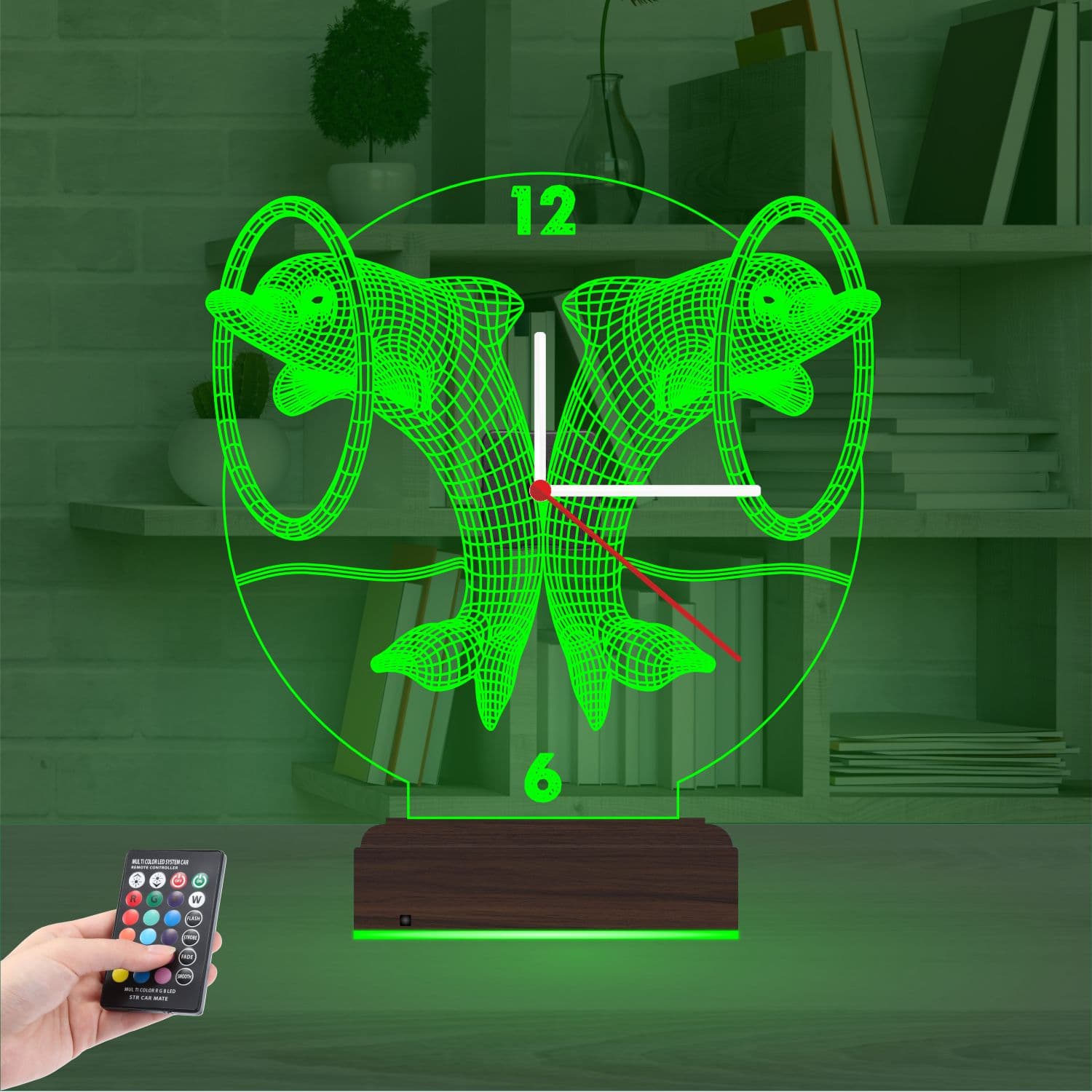 Дельфины с часами — 3D LED Ночник | Подарок детям 6