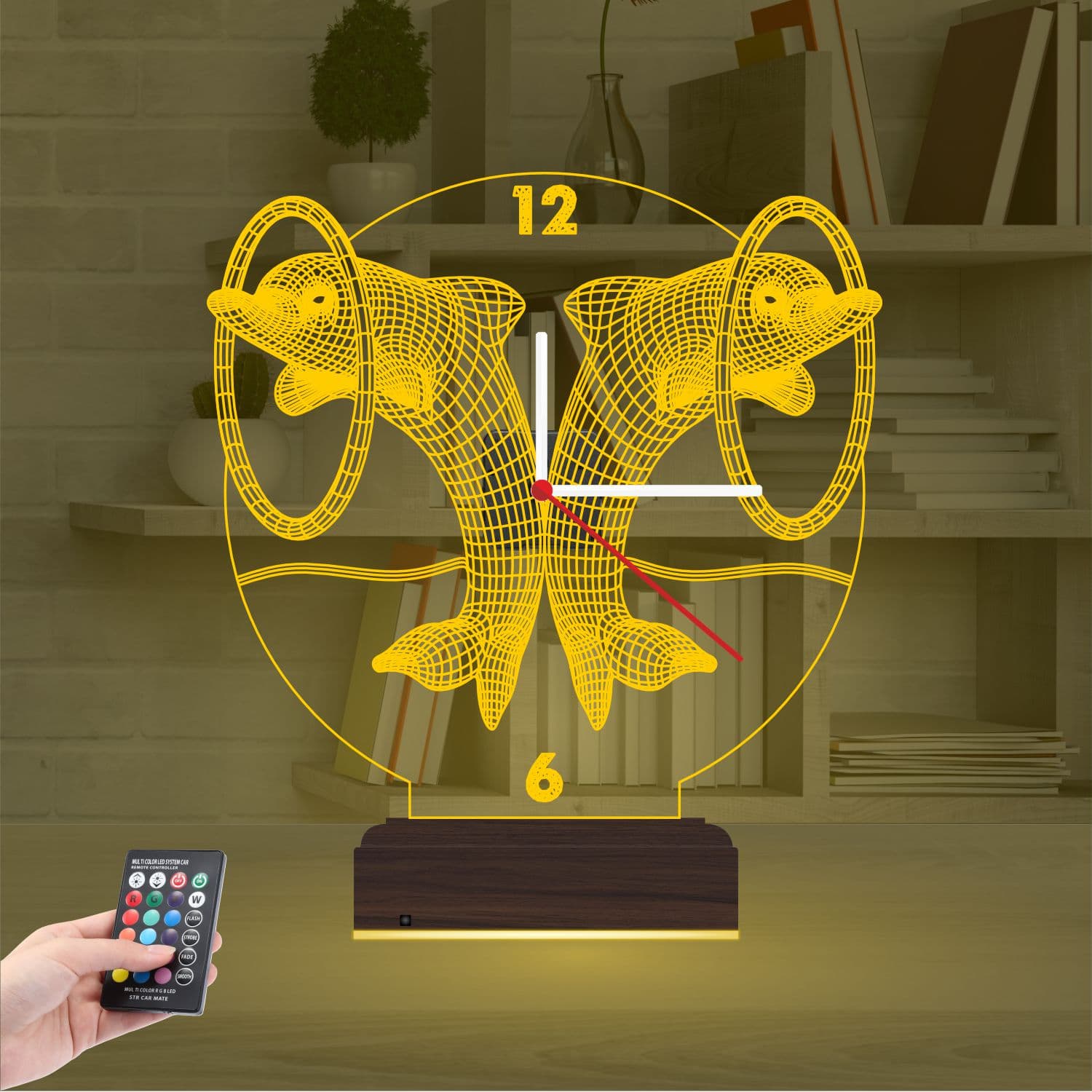 Дельфины с часами — 3D LED Ночник | Подарок детям 8