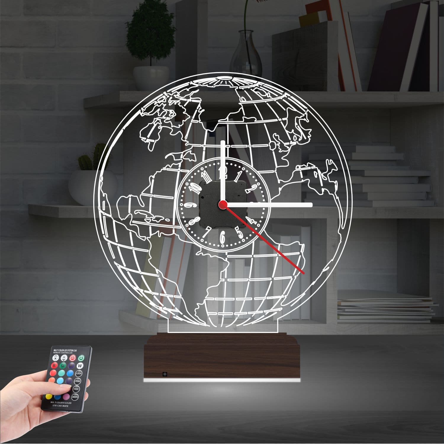 Глобус с часами — 3D LED Ночник | Подарок мужчине 2