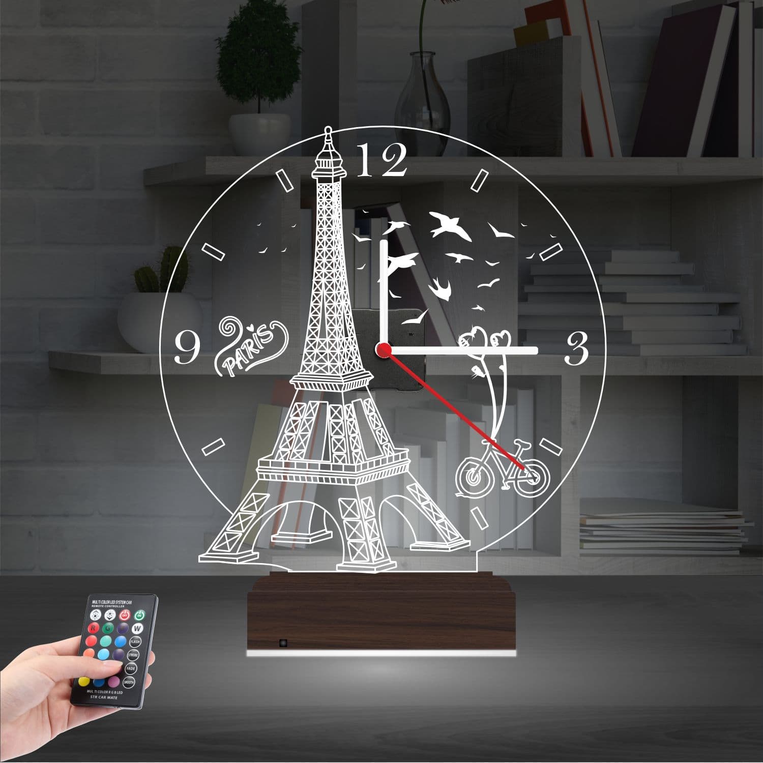 Эйфелева башня — 3D LED Ночник с часами | Подарок в стиле Париж 2