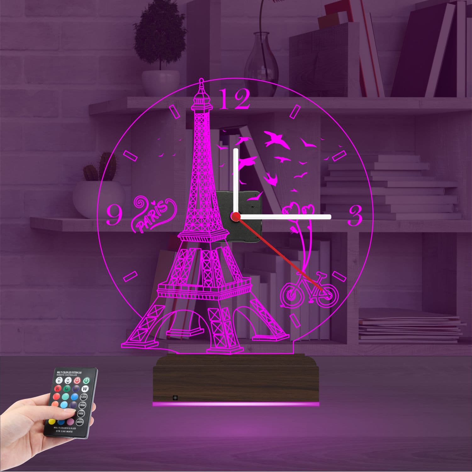 Эйфелева башня — 3D LED Ночник с часами | Подарок в стиле Париж 4