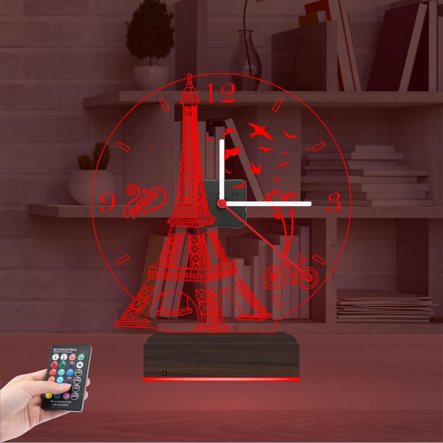 Эйфелева башня — 3D LED Ночник с часами | Подарок в стиле Париж 5