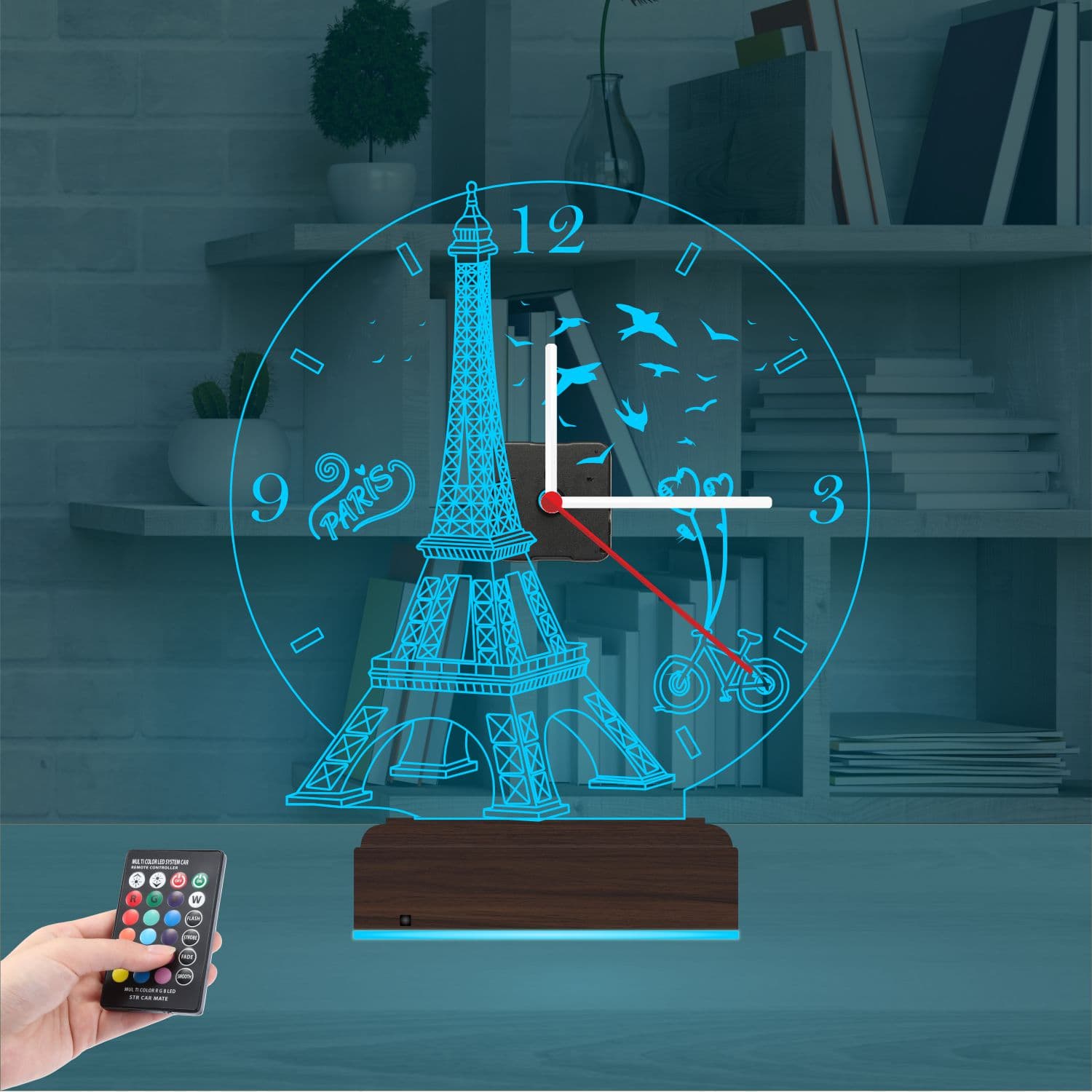 Эйфелева башня — 3D LED Ночник с часами | Подарок в стиле Париж 9