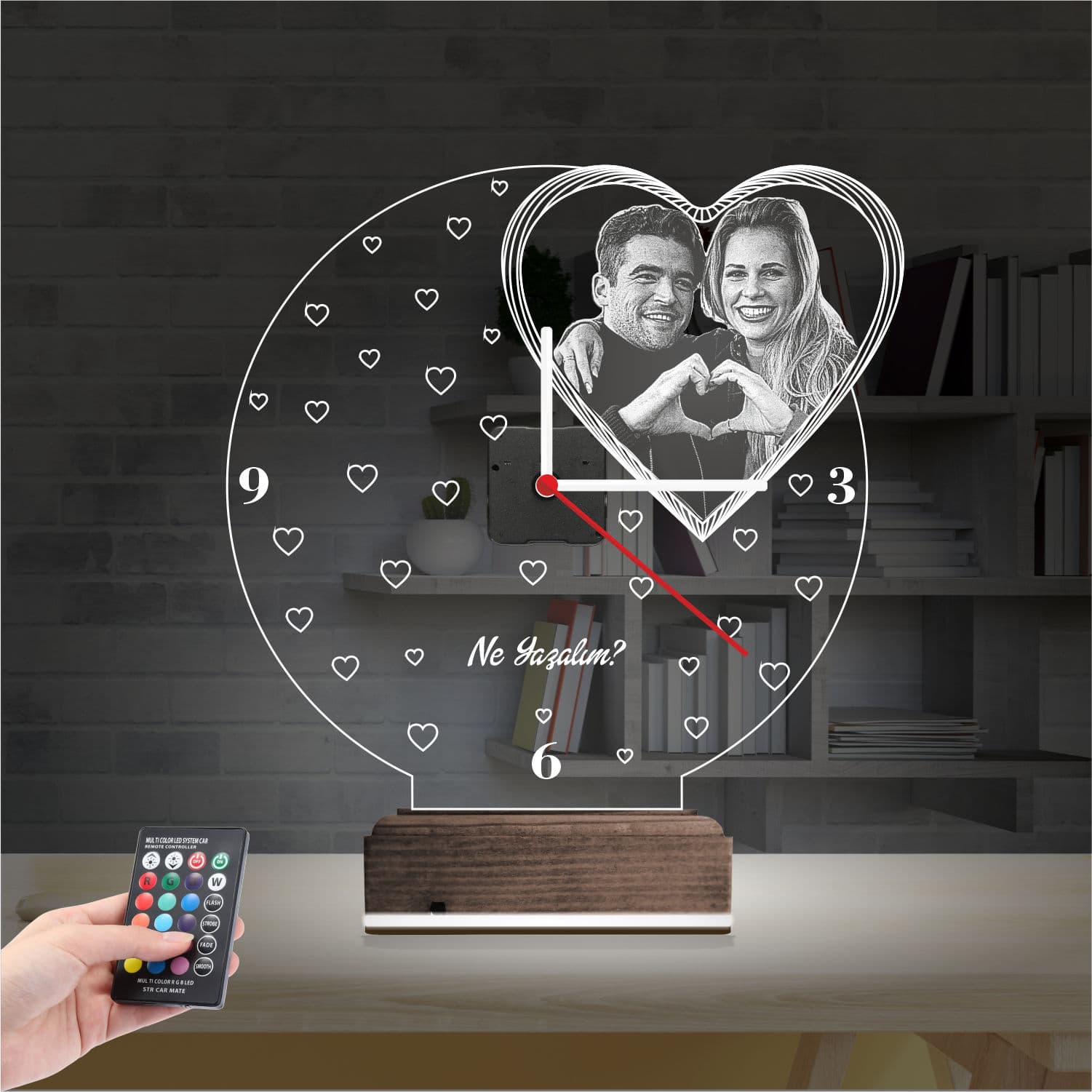 Влюбленная пара с часами — 3D LED Ночник | Подарок на годовщину 2