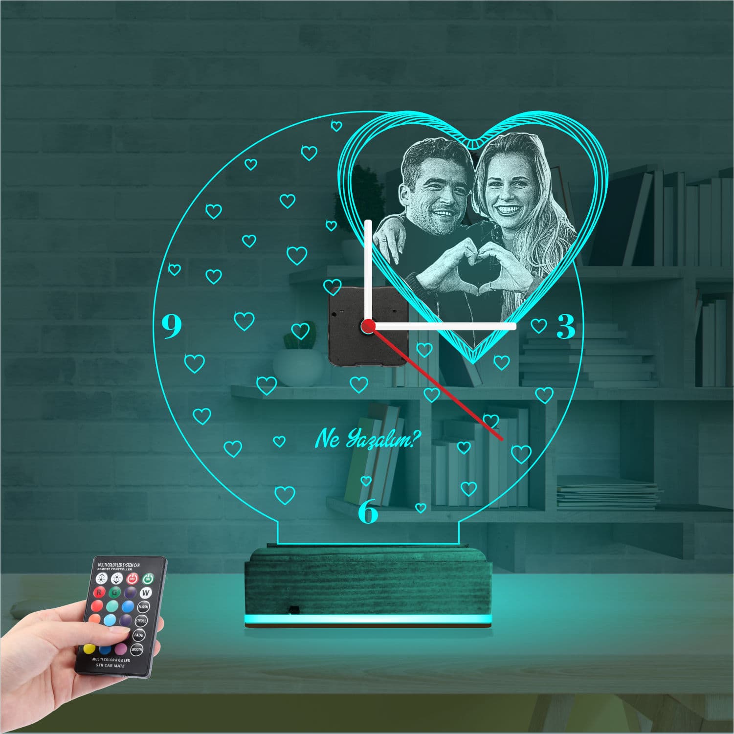 Влюбленная пара с часами — 3D LED Ночник | Подарок на годовщину 3