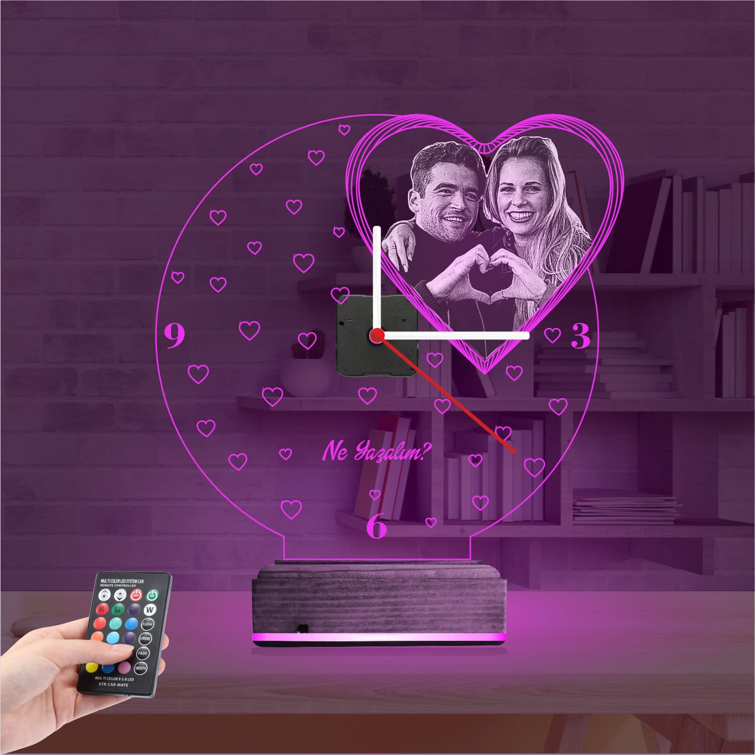 Влюбленная пара с часами — 3D LED Ночник | Подарок на годовщину 4