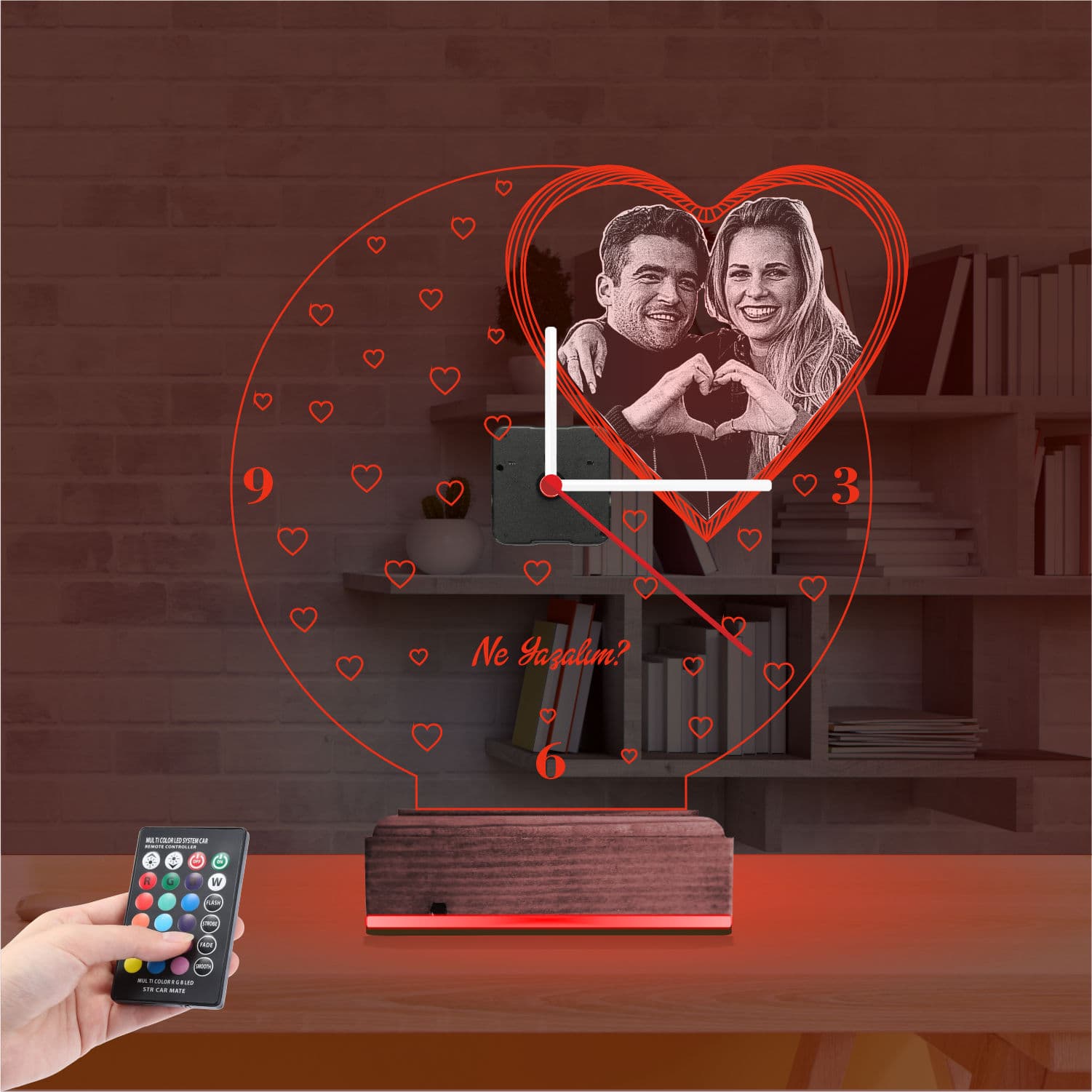 Влюбленная пара с часами — 3D LED Ночник | Подарок на годовщину 7