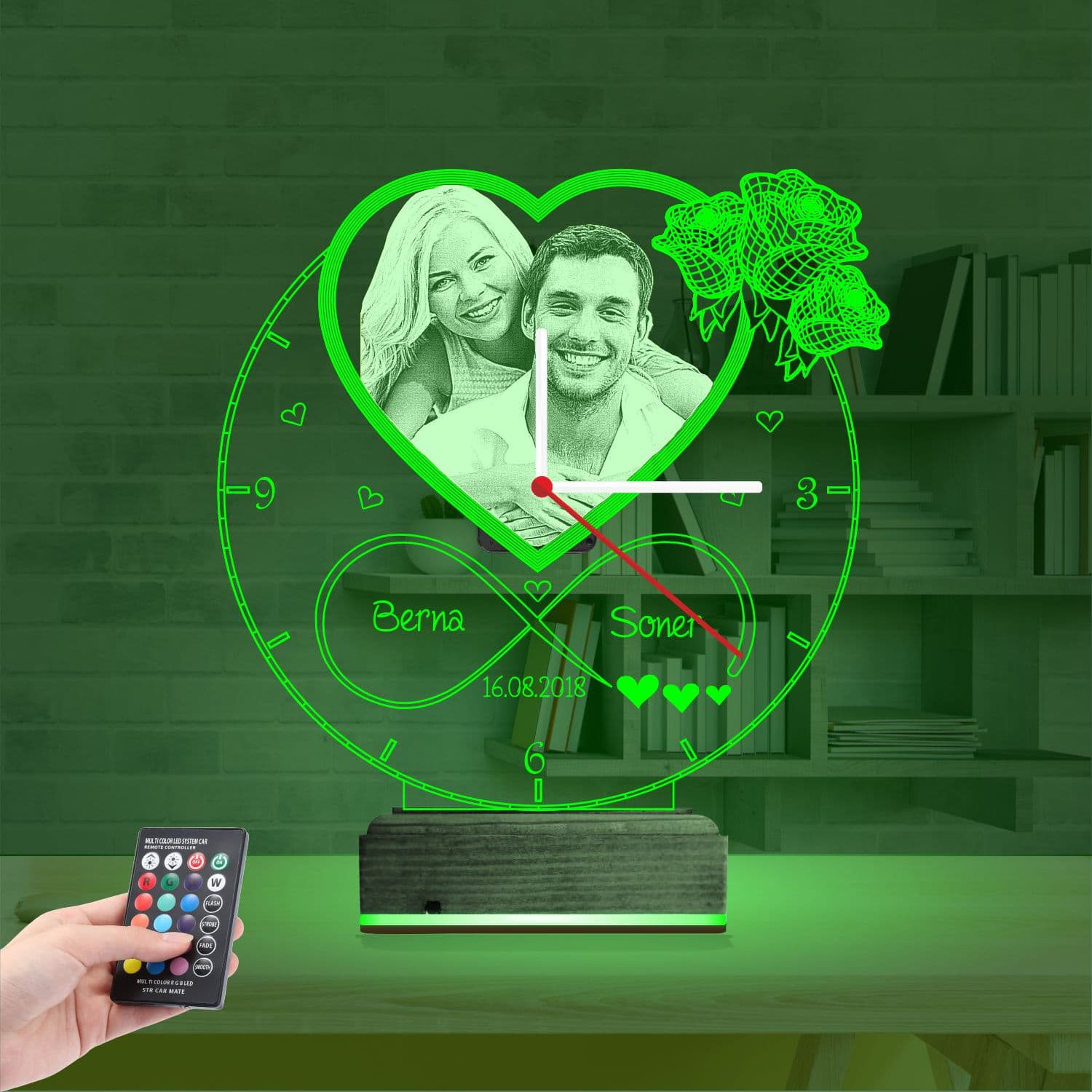 Сердце с фото и часами — 3D LED Ночник | Подарок на годовщину 6