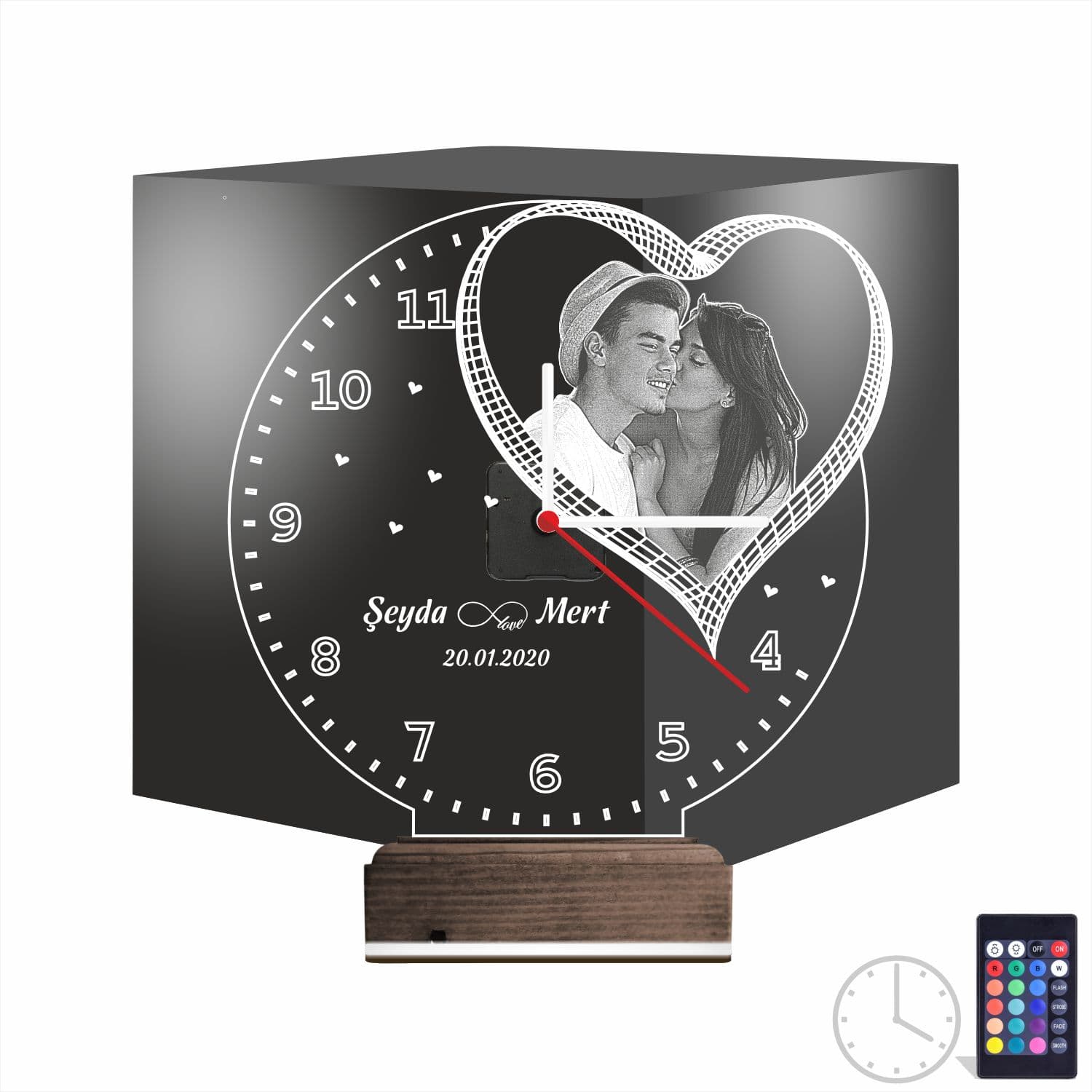 Сердце и Часы с фото — 3D LED Ночник | Подарок любимым 1