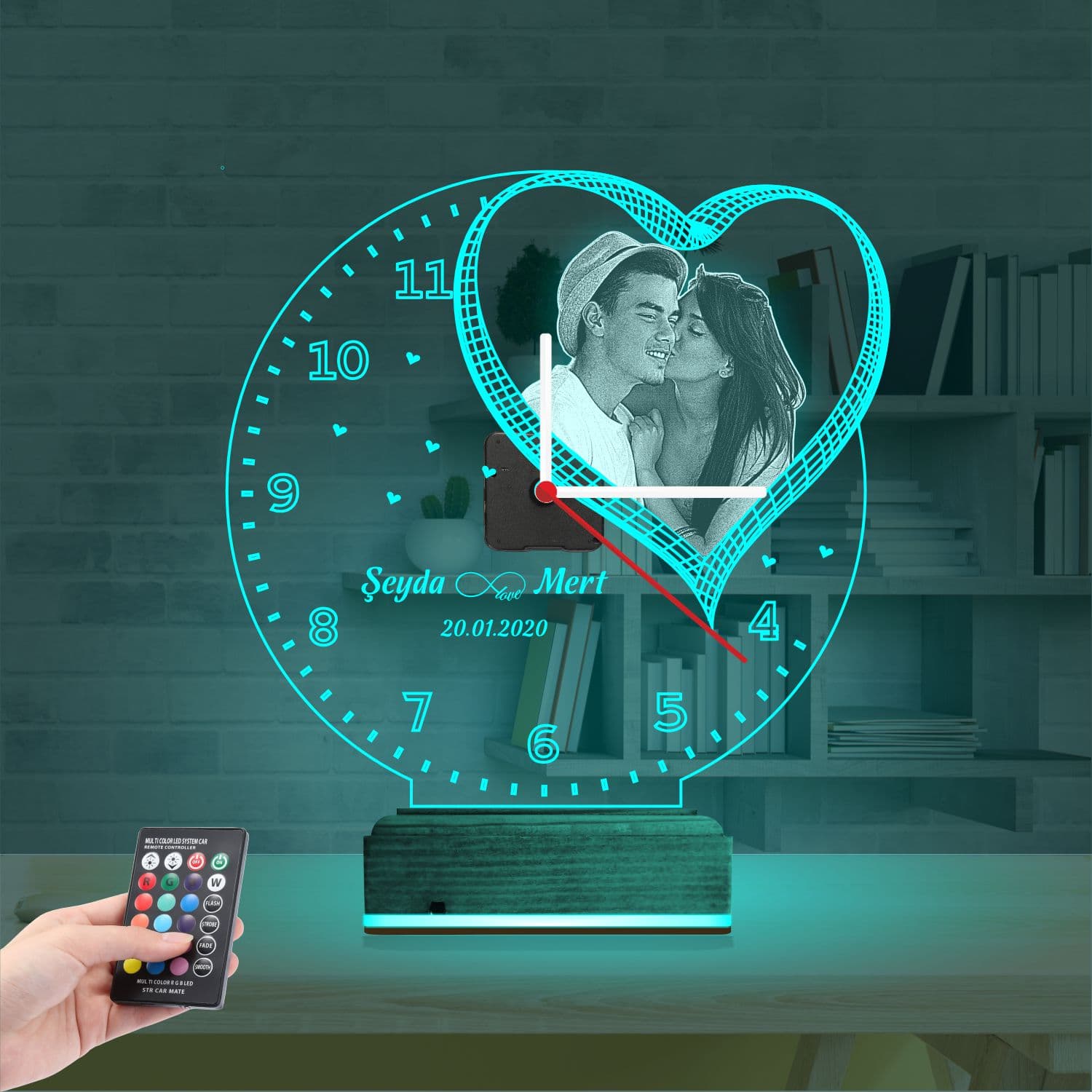Сердце и Часы с фото — 3D LED Ночник | Подарок любимым 3