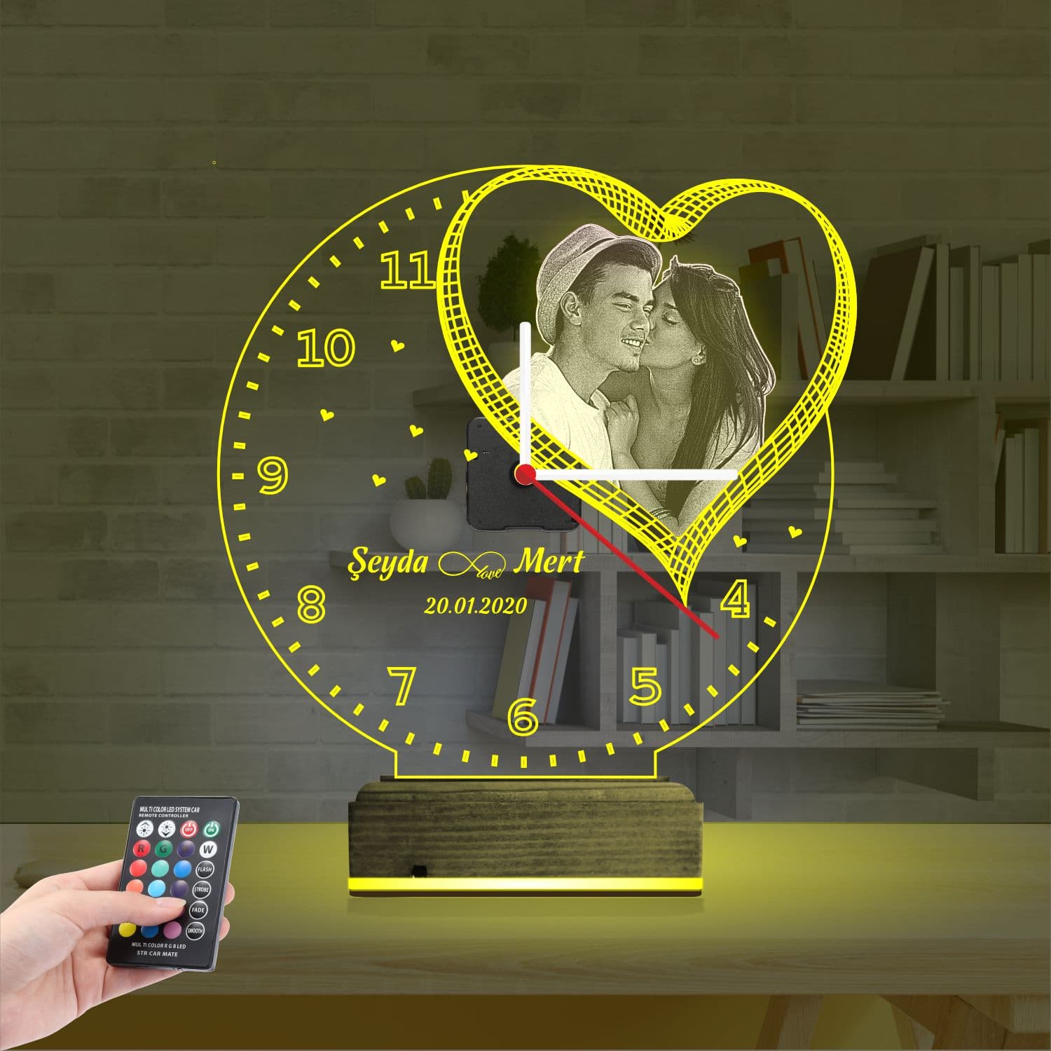 Сердце и Часы с фото — 3D LED Ночник | Подарок любимым 5