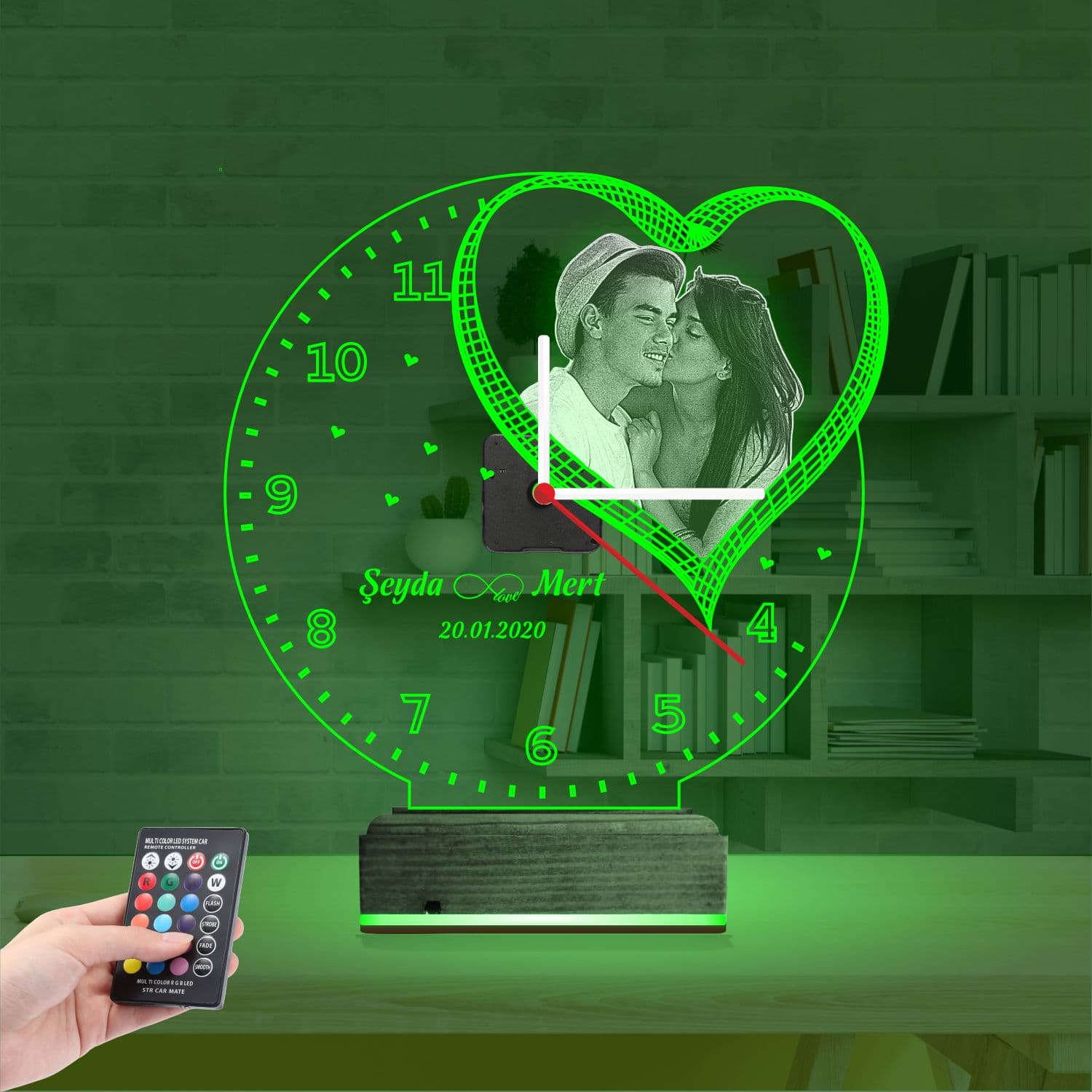 Сердце и Часы с фото — 3D LED Ночник | Подарок любимым 6