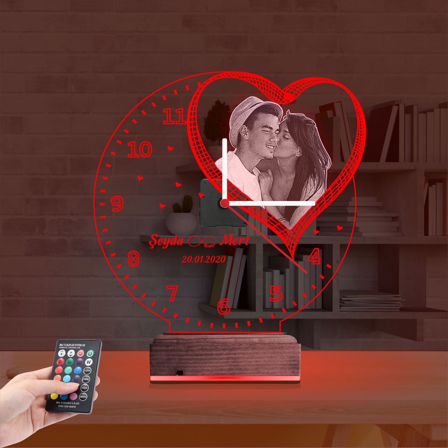 Сердце и Часы с фото — 3D LED Ночник | Подарок любимым 7