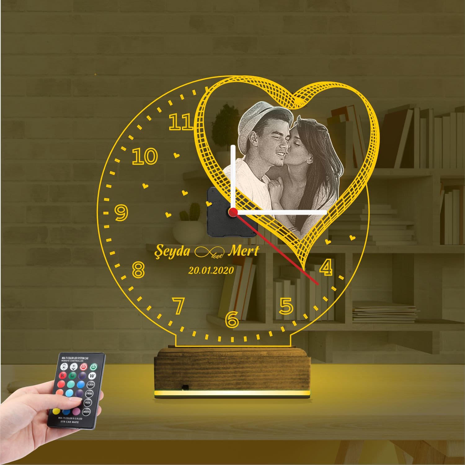 Сердце и Часы с фото — 3D LED Ночник | Подарок любимым 8