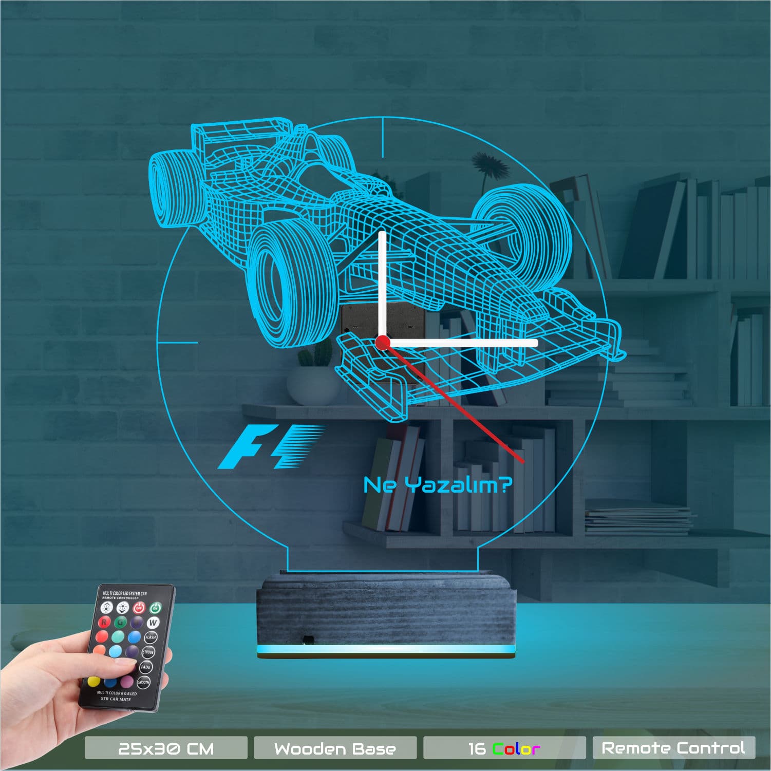 Болид F1 3D Ночник с часами 9