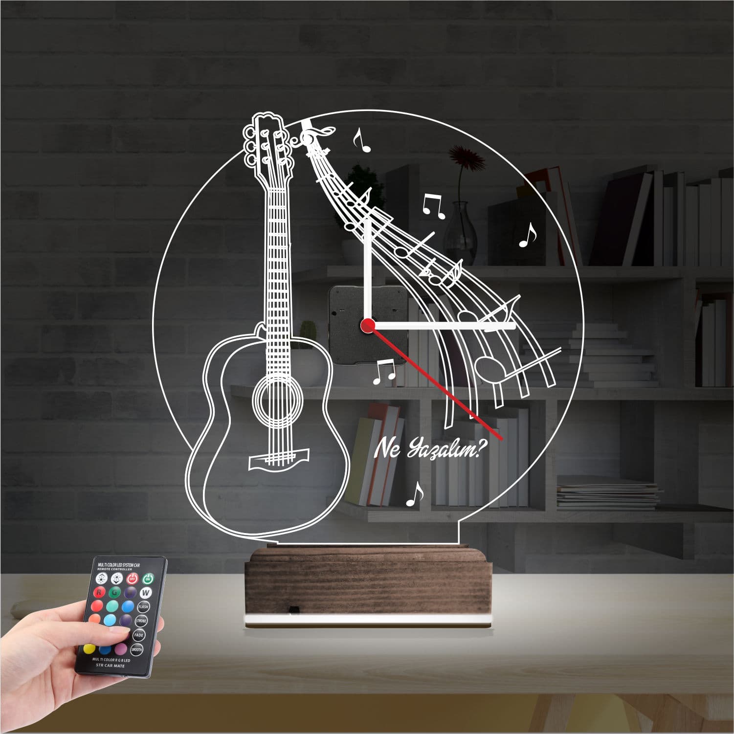 Гитара и Музыка — 3D LED Ночник с часами | Подарок музыканту 2