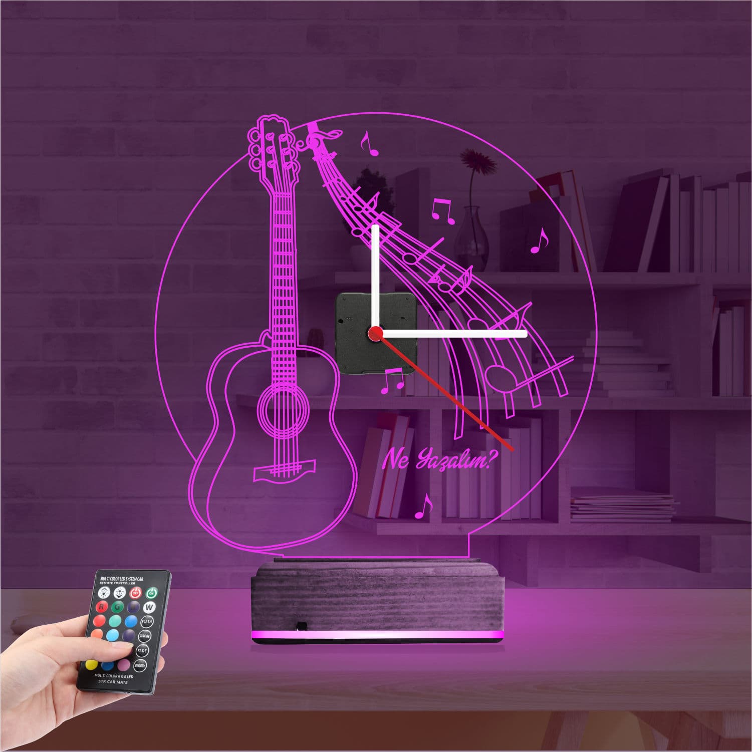 Гитара и Музыка — 3D LED Ночник с часами | Подарок музыканту 4
