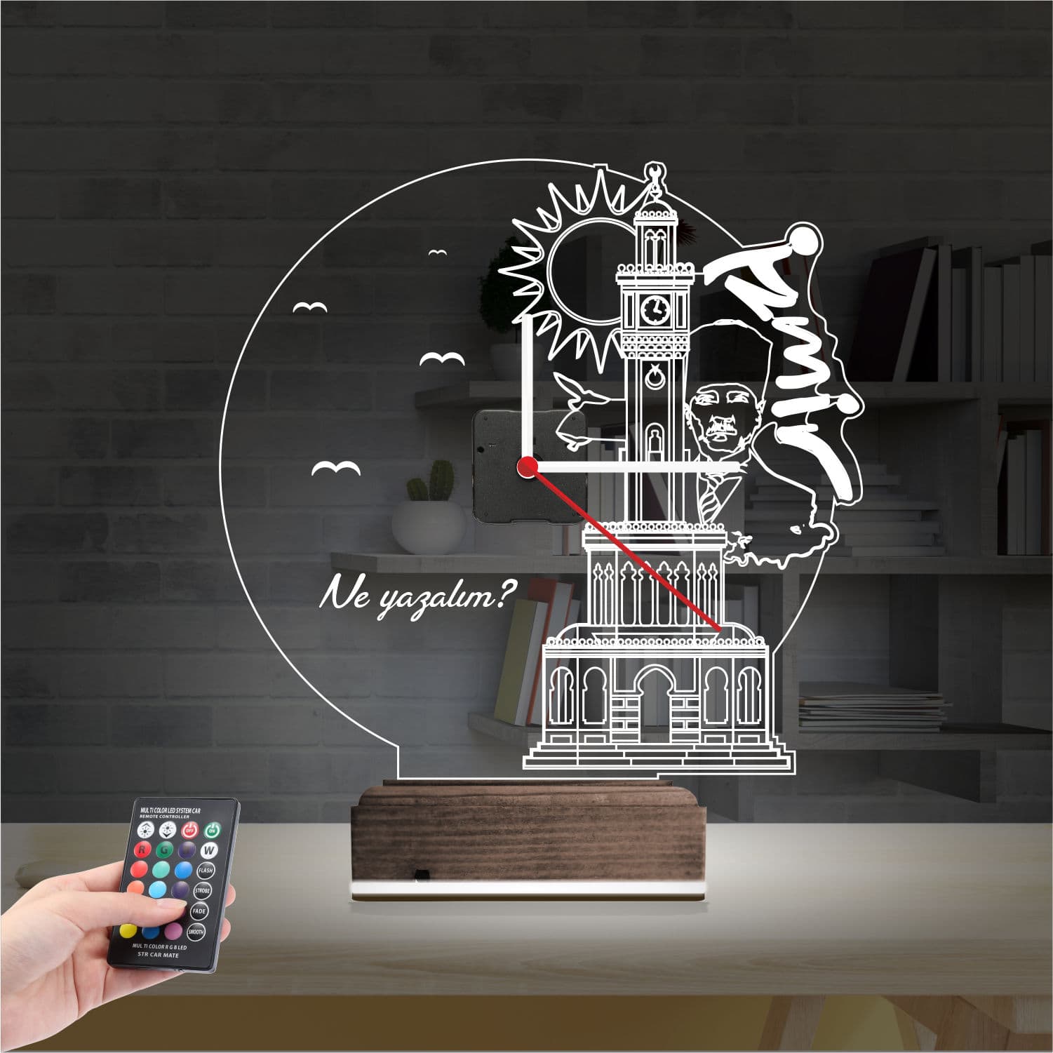 Измир и Ататюрк 3D Ночник с Часами 2