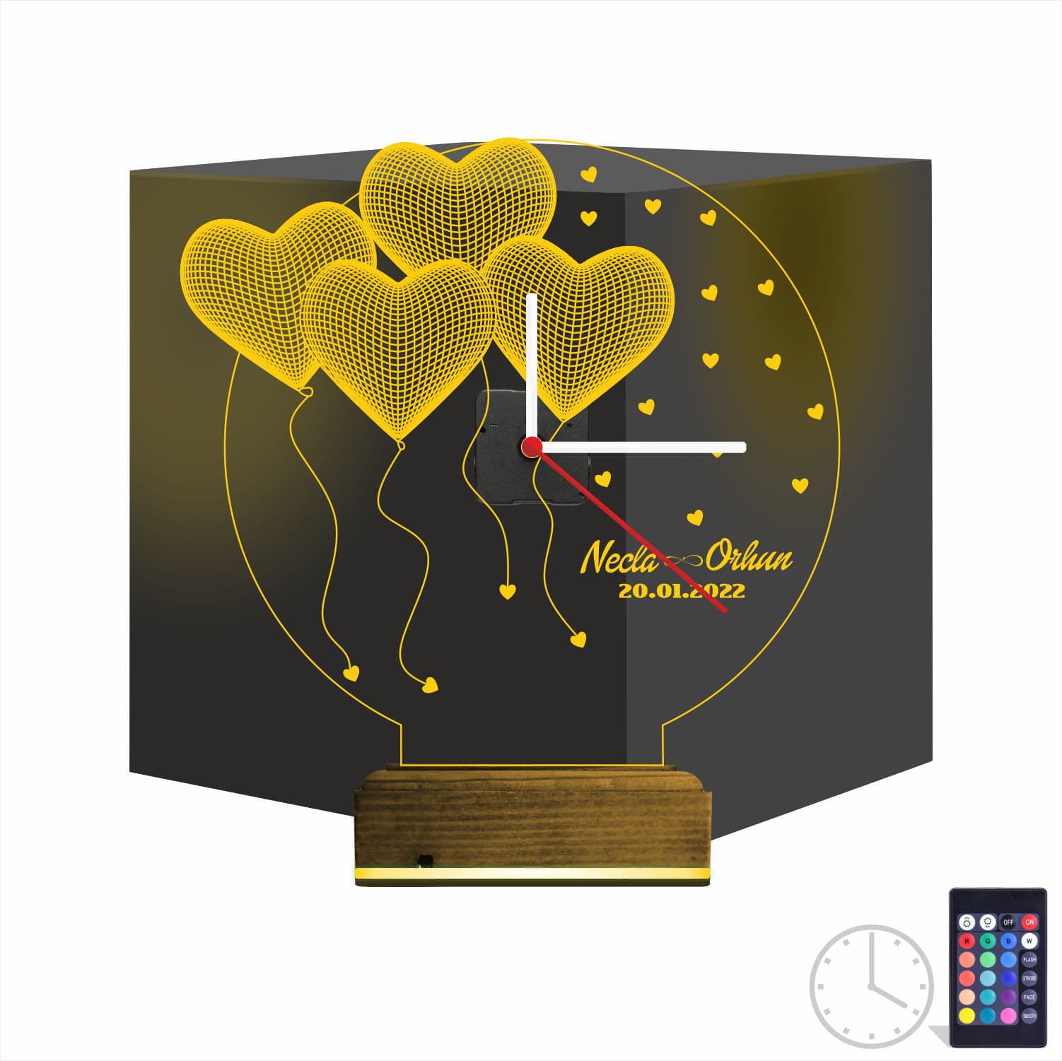 Сердца и Шары 3D Ночник с Часами 1