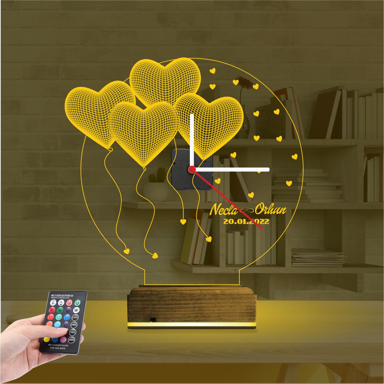 Сердца и Шары 3D Ночник с Часами 8