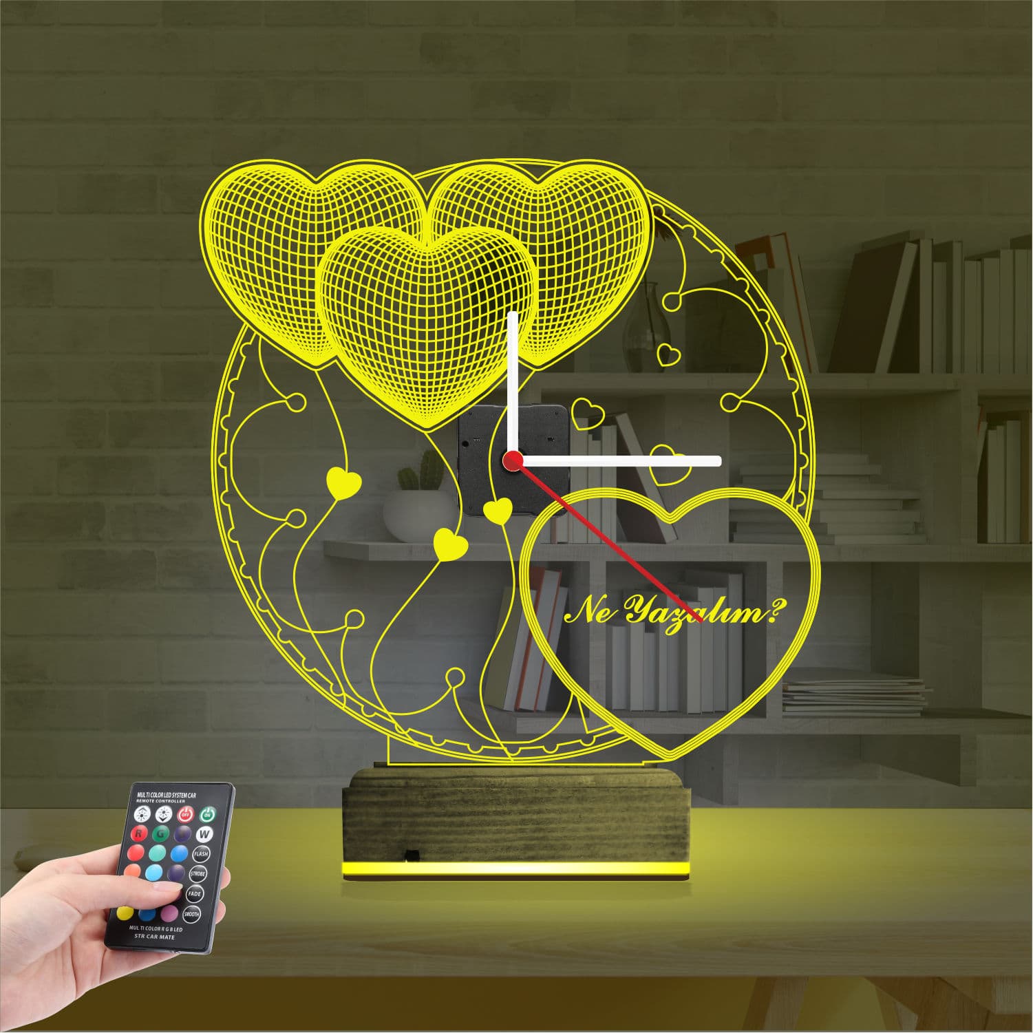 Сердца с часами — 3D LED Ночник | Романтический подарок 5