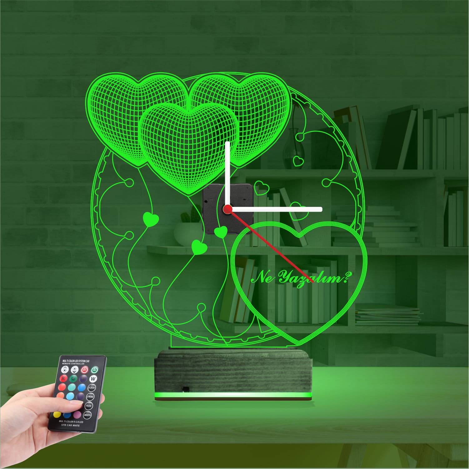 Сердца с часами — 3D LED Ночник | Романтический подарок 6