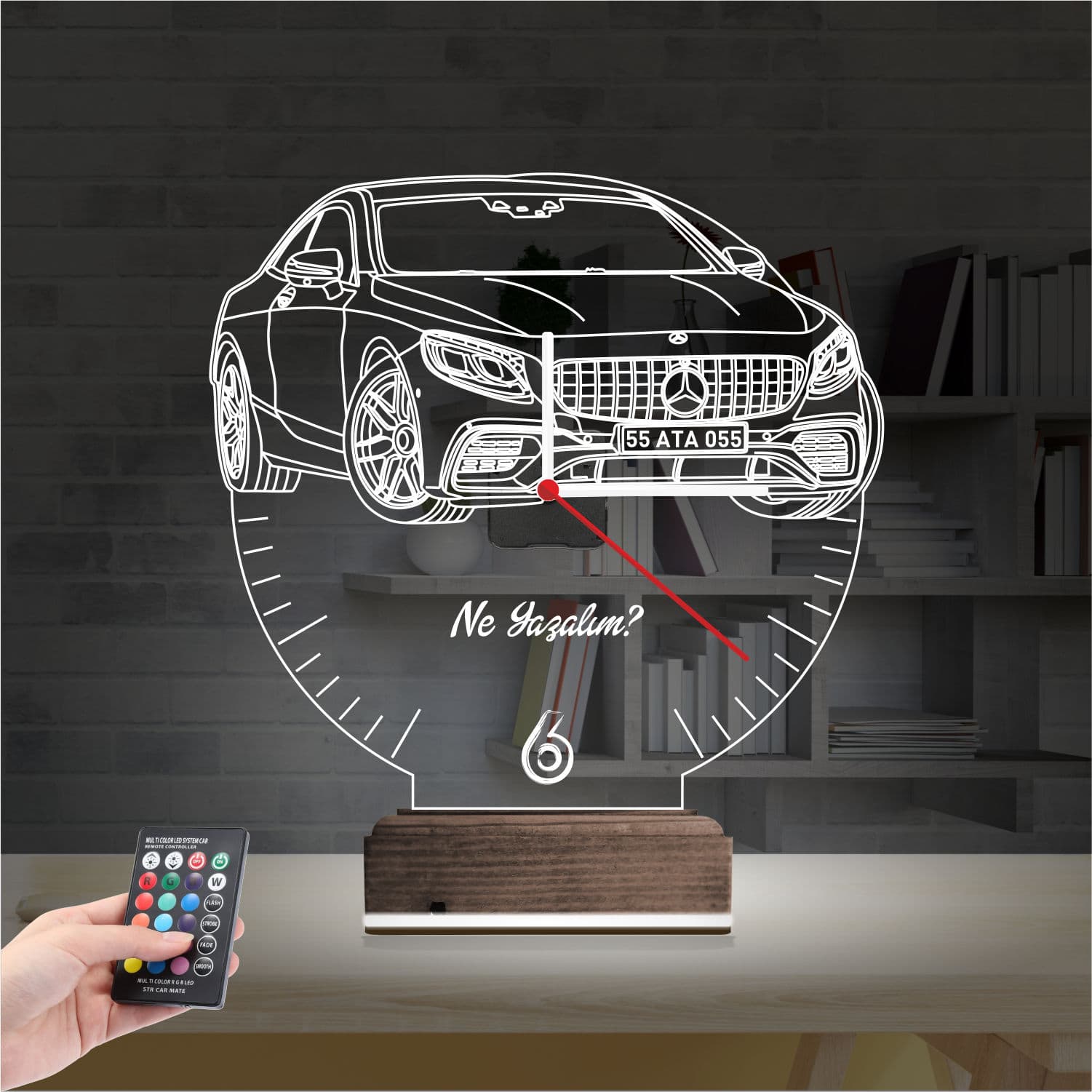 3D Saatli Kişiye Özel Lamba #016 2