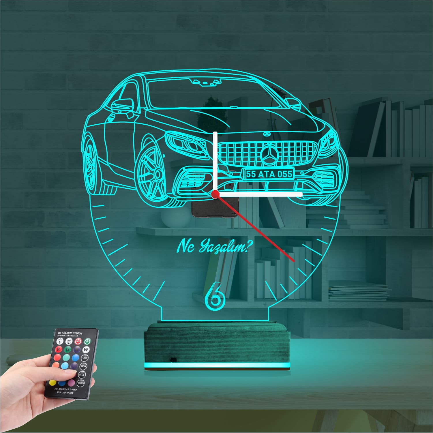 3D Saatli Kişiye Özel Lamba #016 3