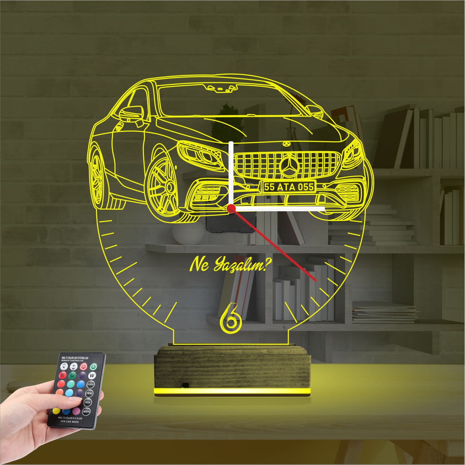 3D Saatli Kişiye Özel Lamba #016 5