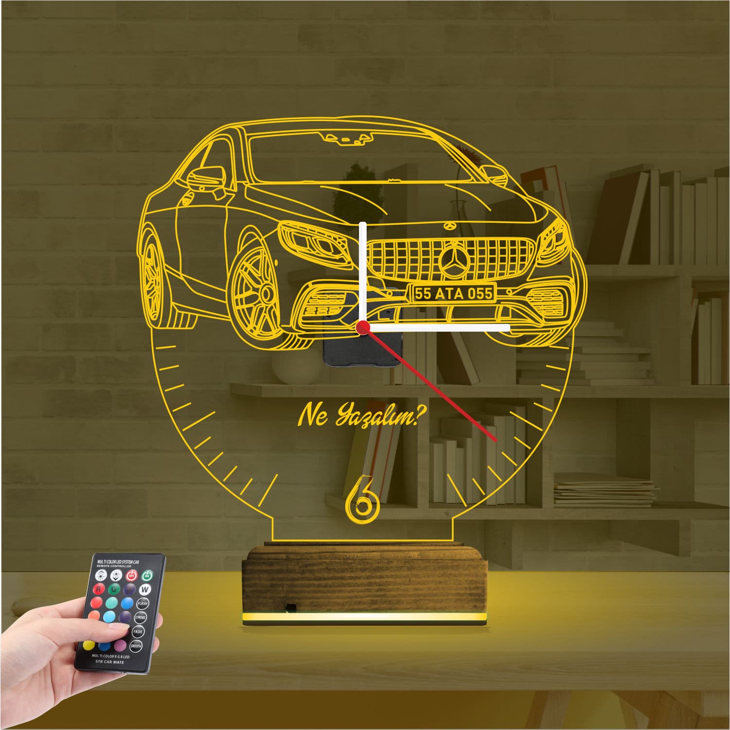 3D Saatli Kişiye Özel Lamba #016 8